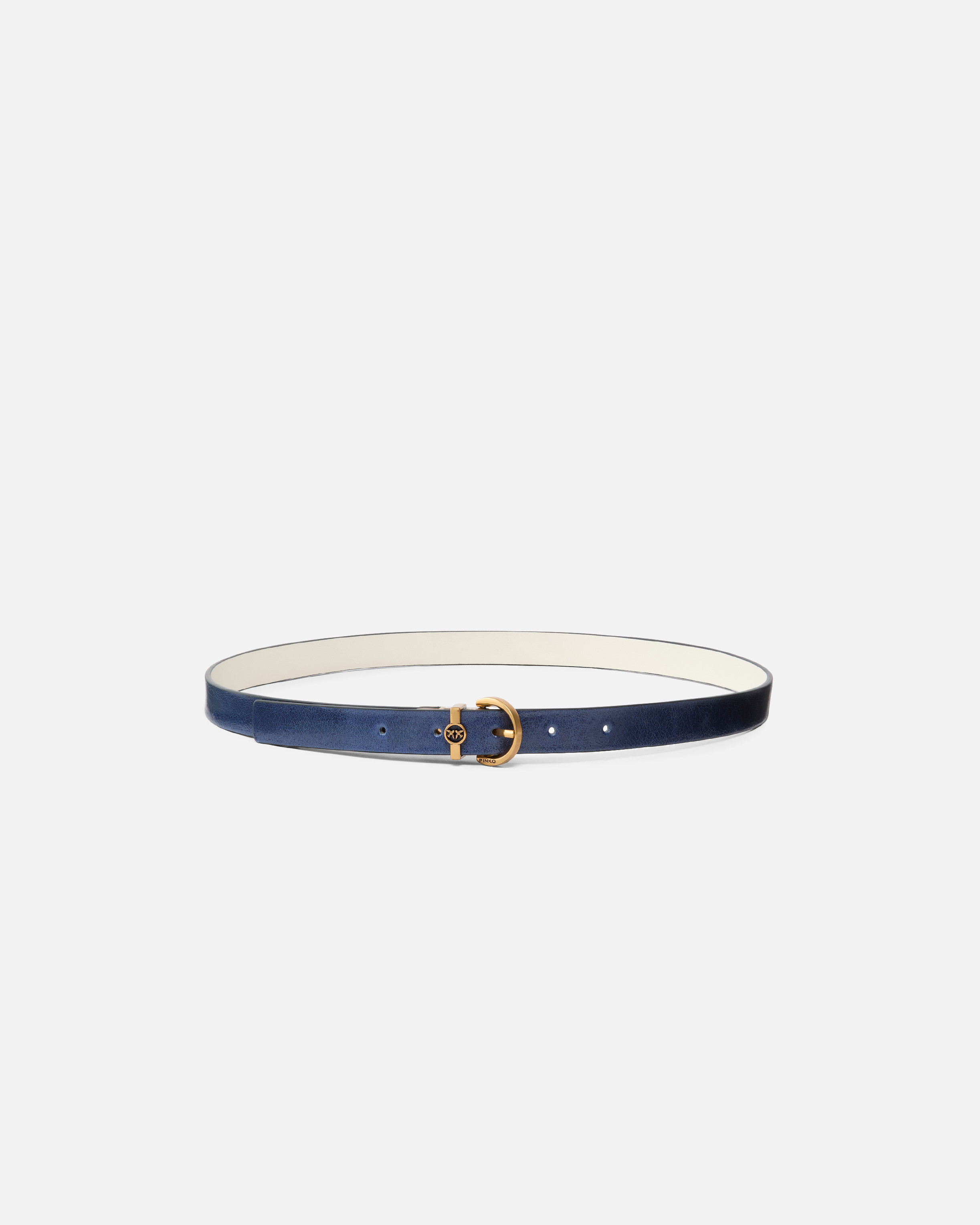 Pinko Reversible Calfskin Belt In Blue