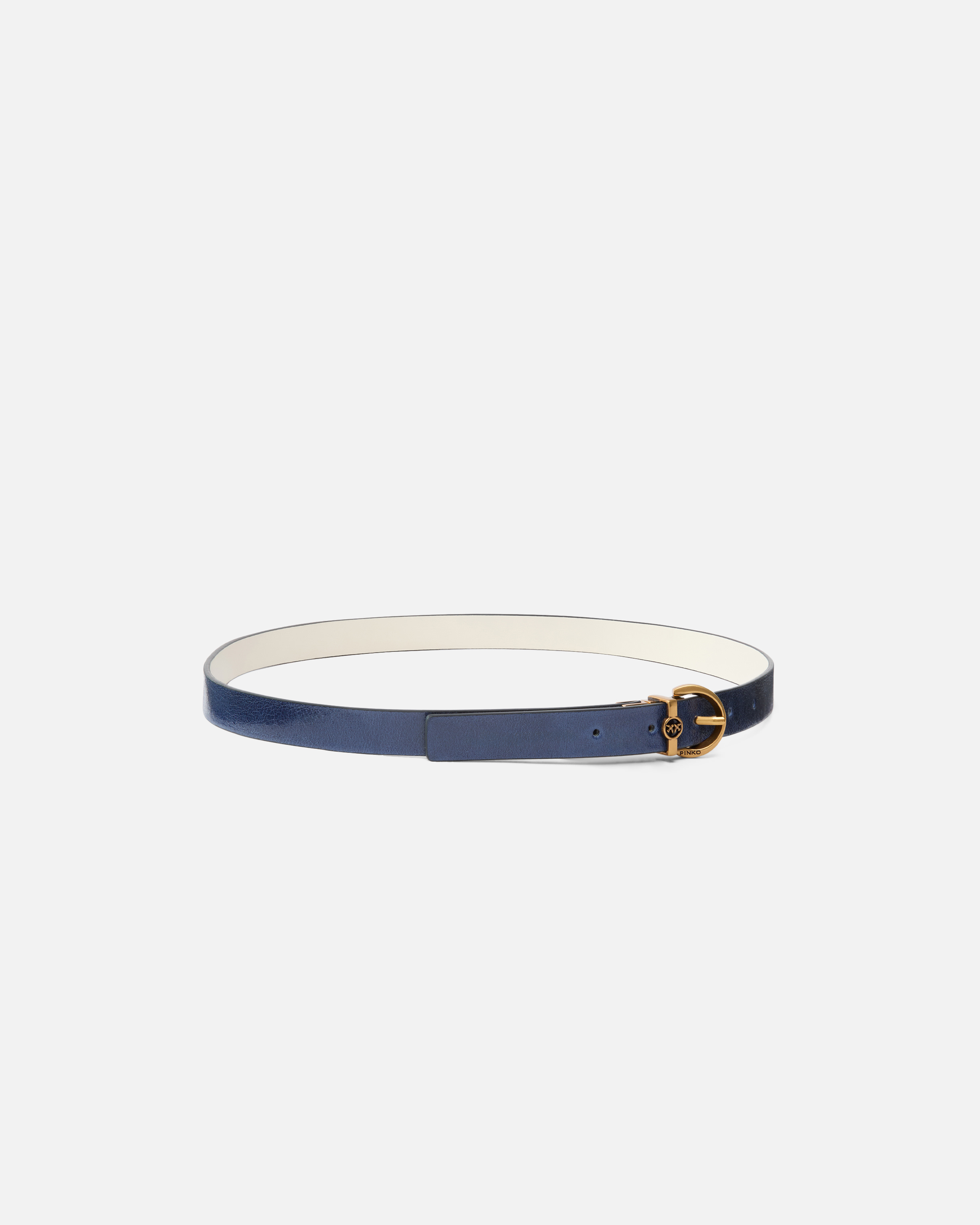 Pinko Reversible Calfskin Belt In Blue