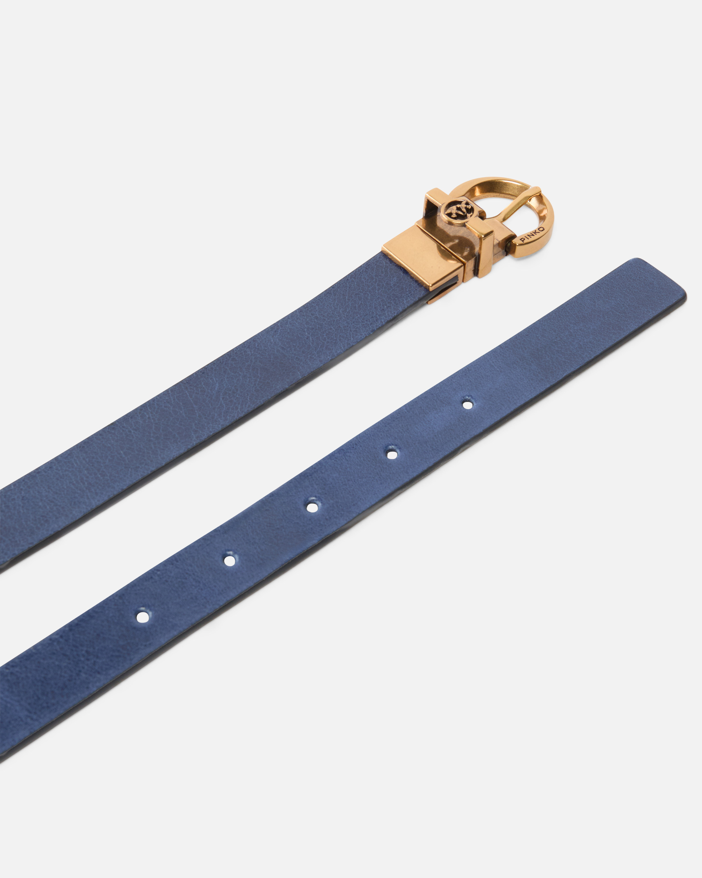 Pinko Reversible Calfskin Belt In Blue