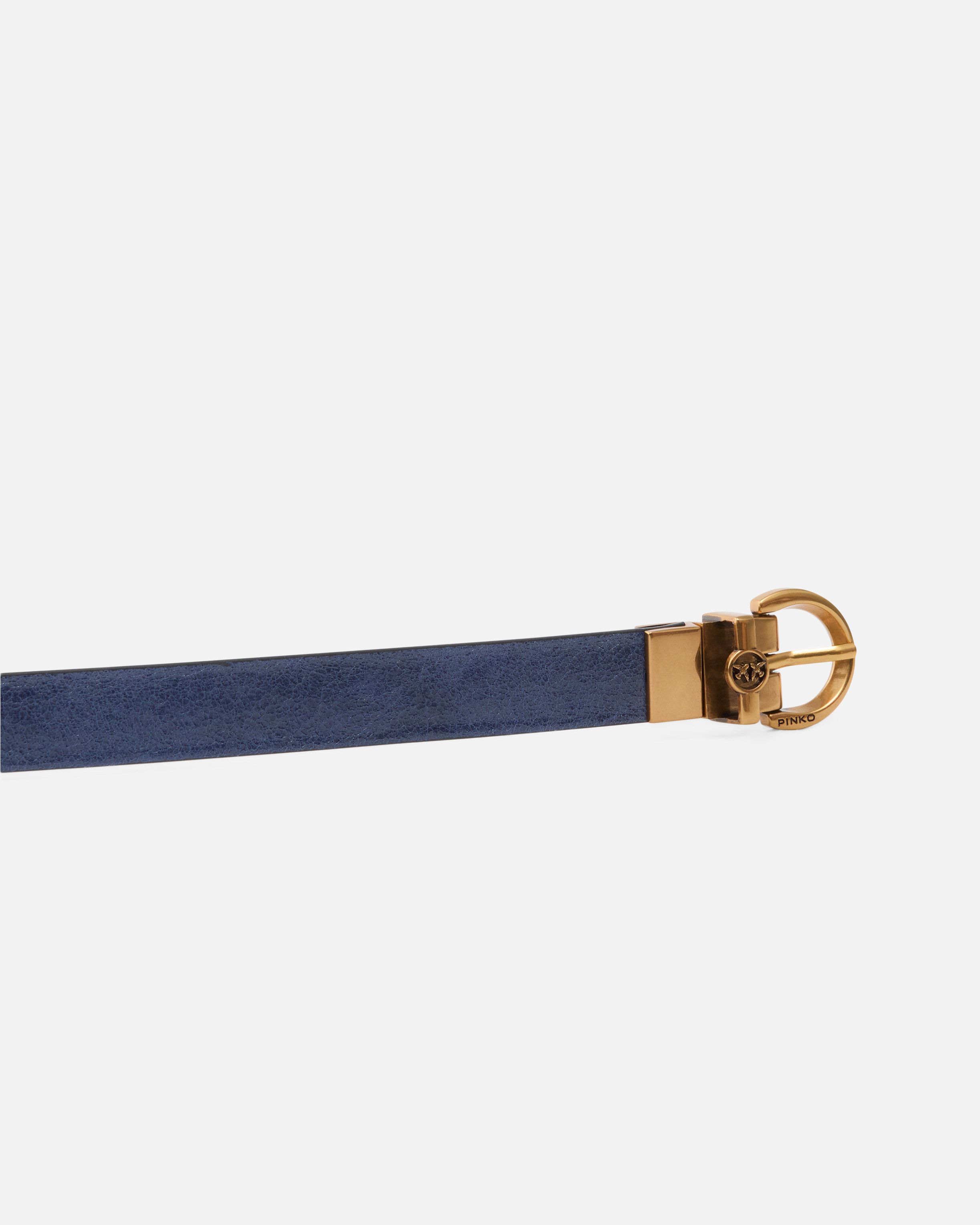 Pinko Reversible Calfskin Belt In Blue