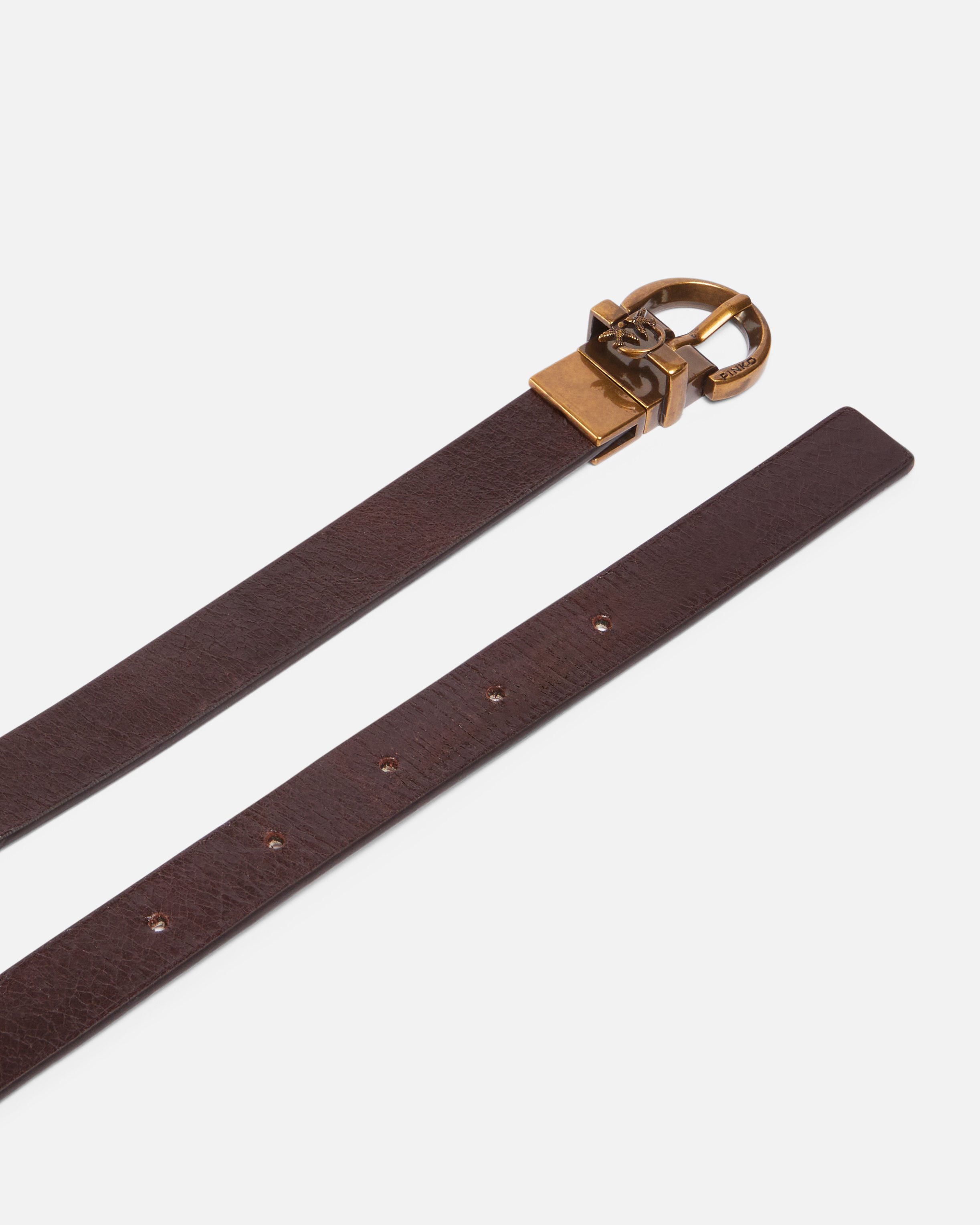 Pinko Love Birds Belt In Brown/pink-antique Gold