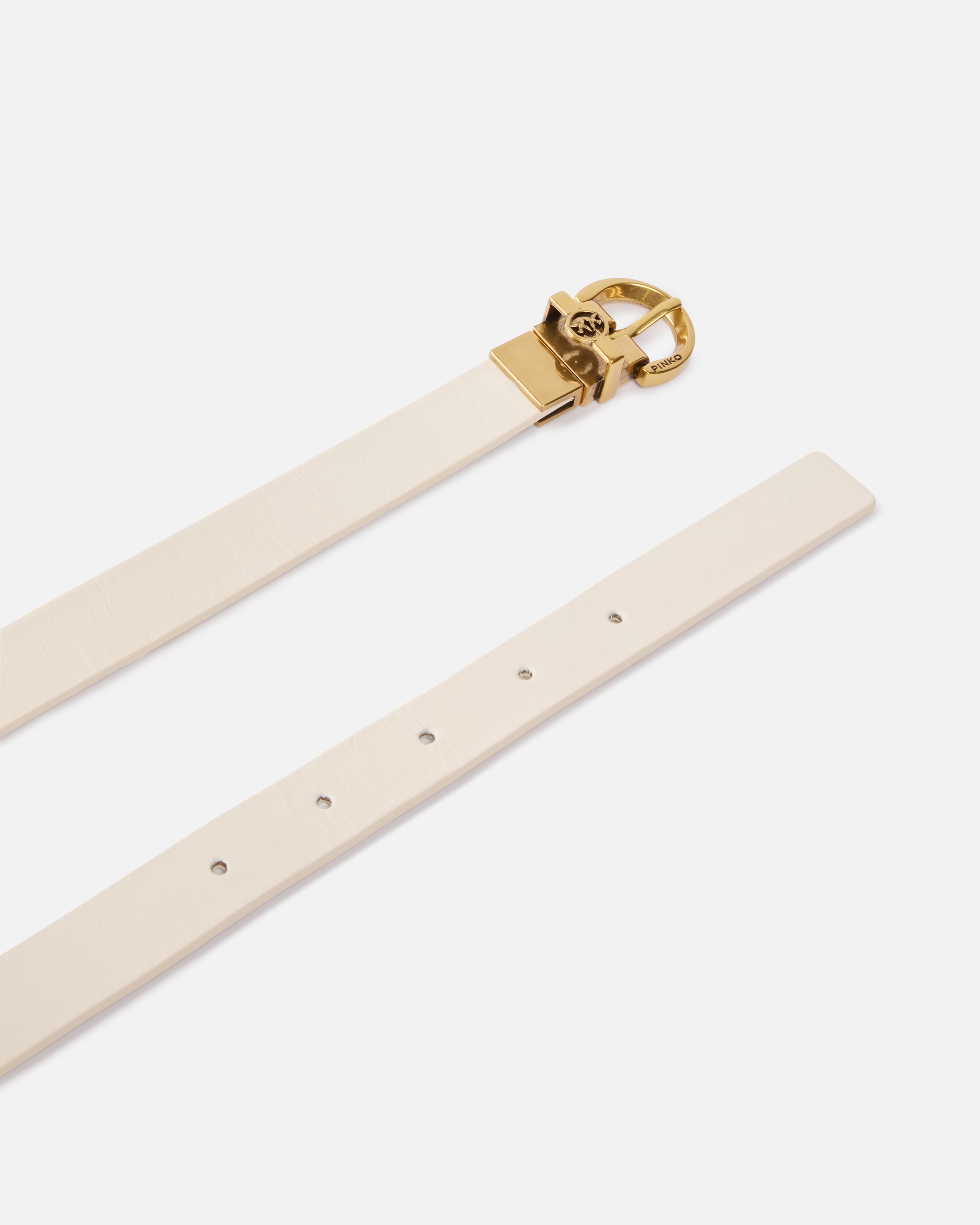 Pinko Buckle-detail Belt In White+white-antique Gold
