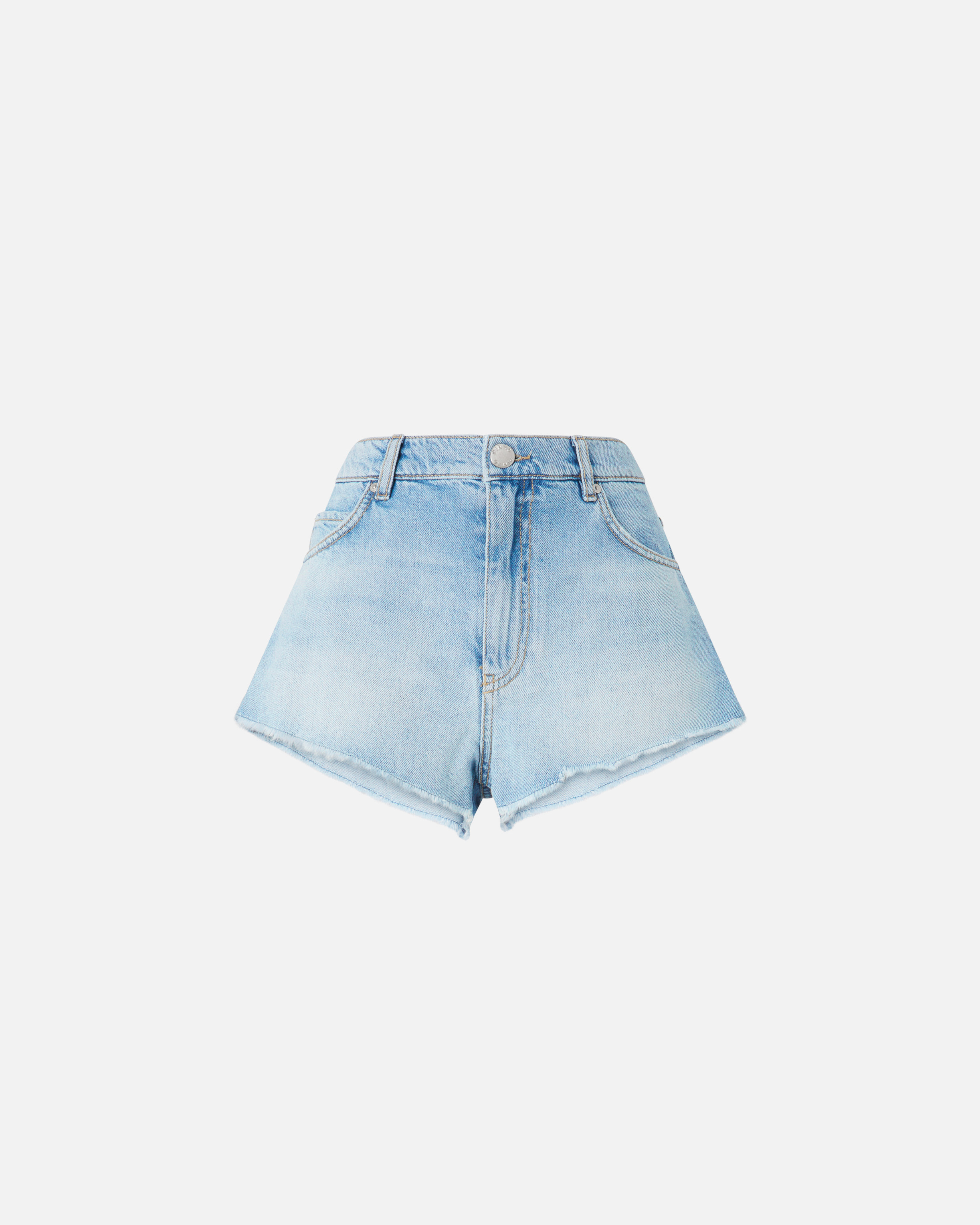 Pinko Light Frayed Denim Shorts In Lavaggio Chiaro