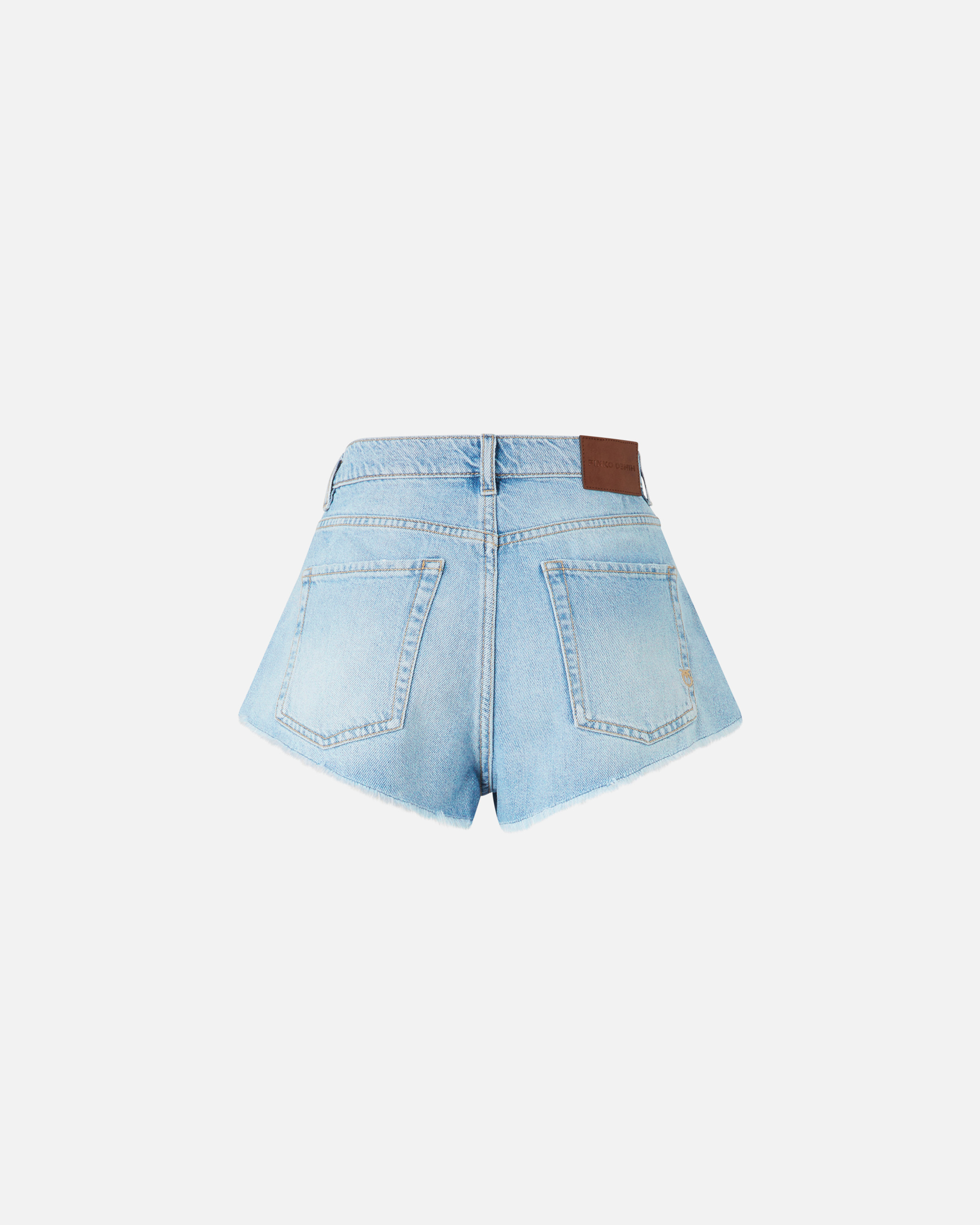 Pinko Light Frayed Denim Shorts In Lavaggio Chiaro