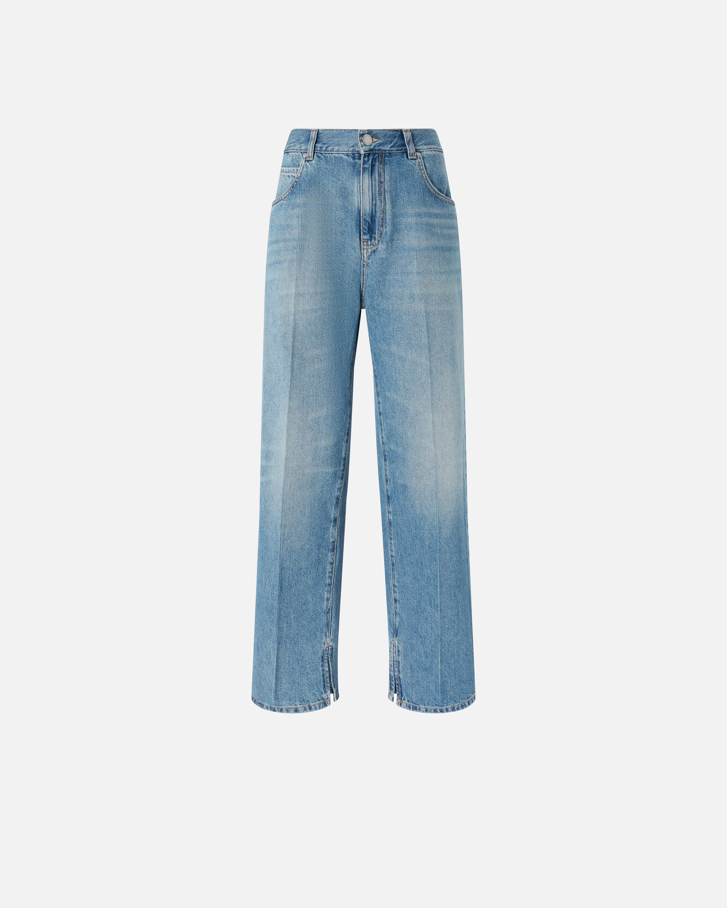 Pinko Baggy Jeans With Front Pleat In Lavaggio Vintage Medio