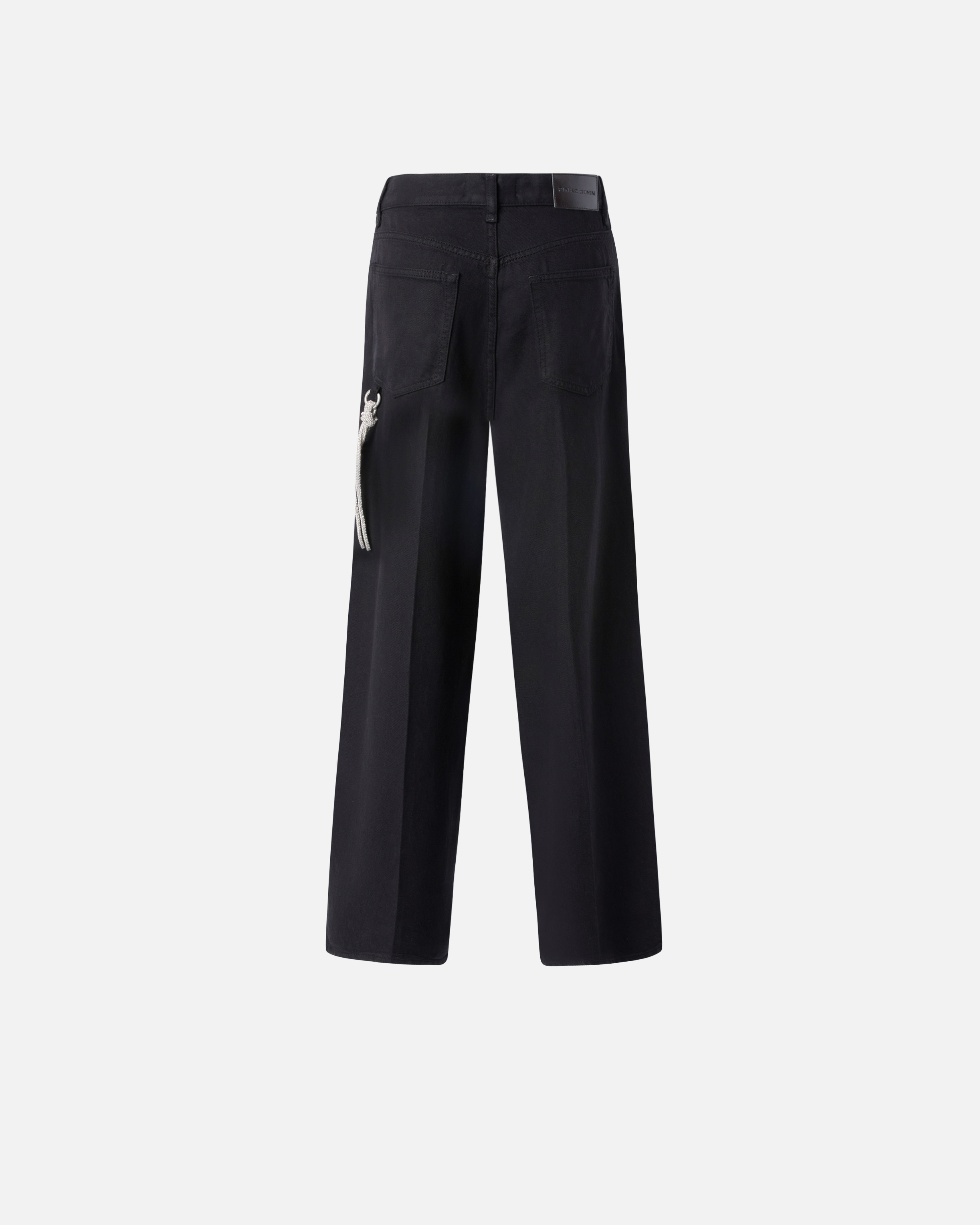 Pinko Loose Wide-leg Trousers With Jewel Chain In Limo Black