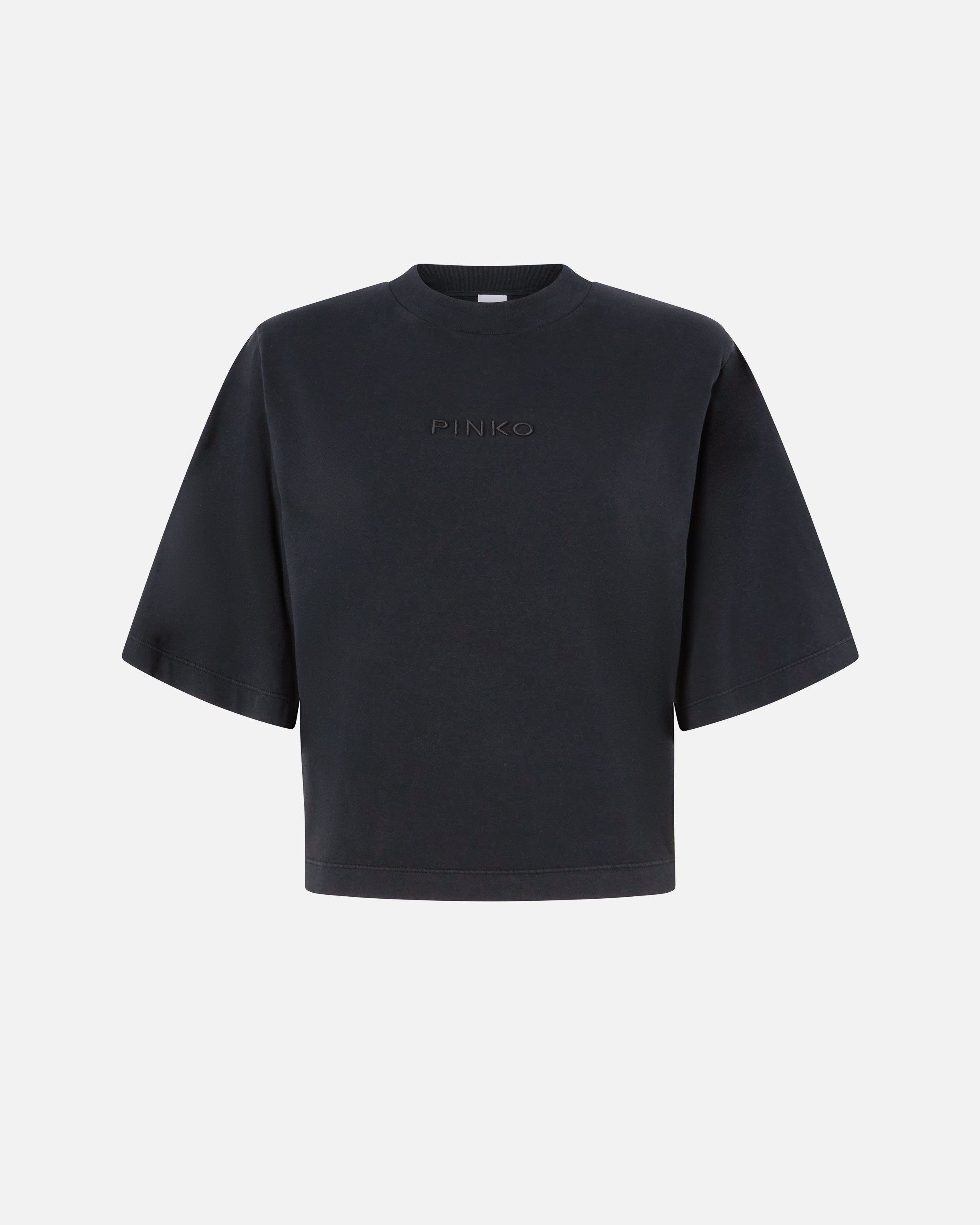 Pinko Boxy Sweater With Wide Short Sleeves In Noir Limousine