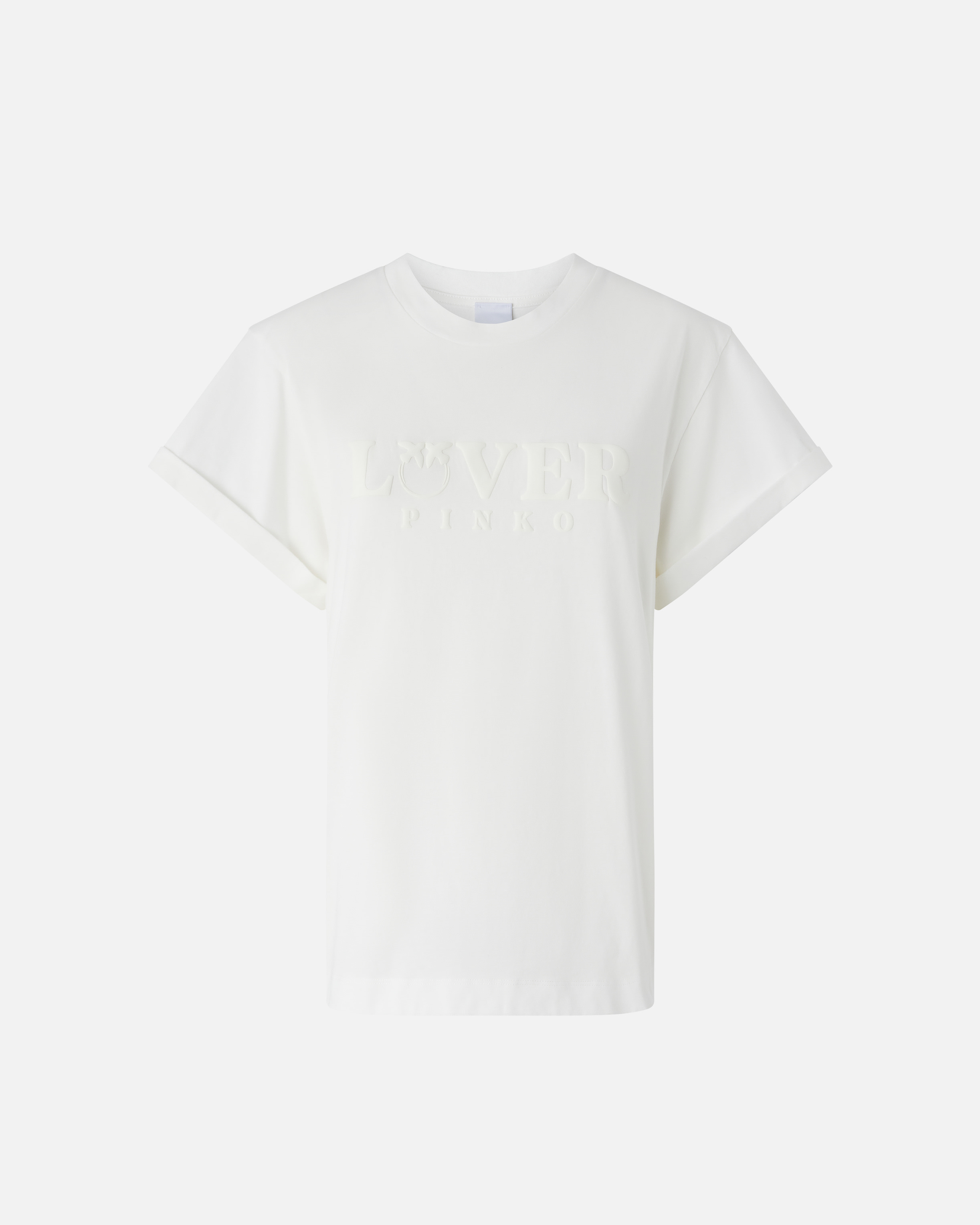 Pinko Metallic Print T-shirt On The Front In Snow White