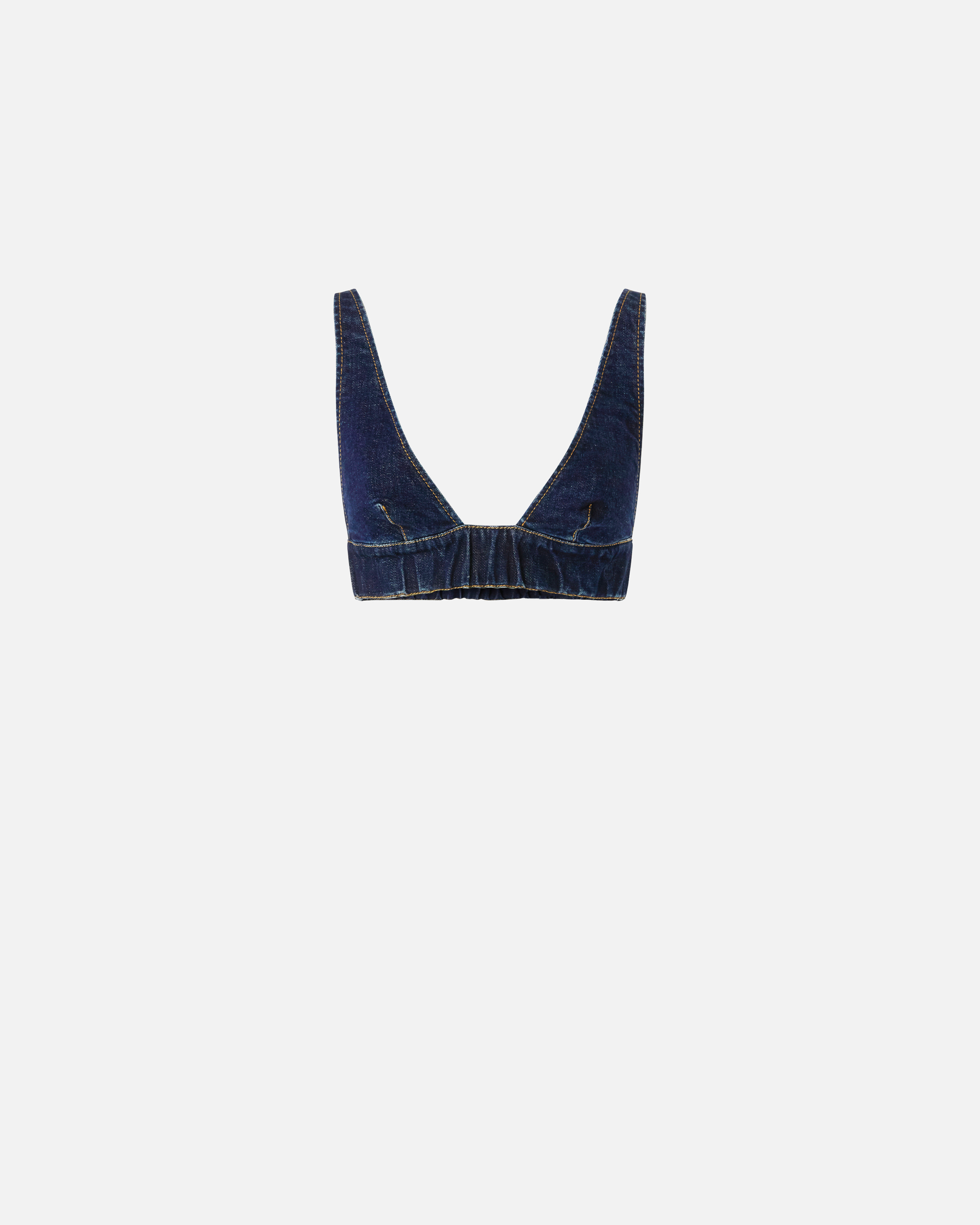 Pinko Denim Crop Top Adjustable Straps In Rinse Wash
