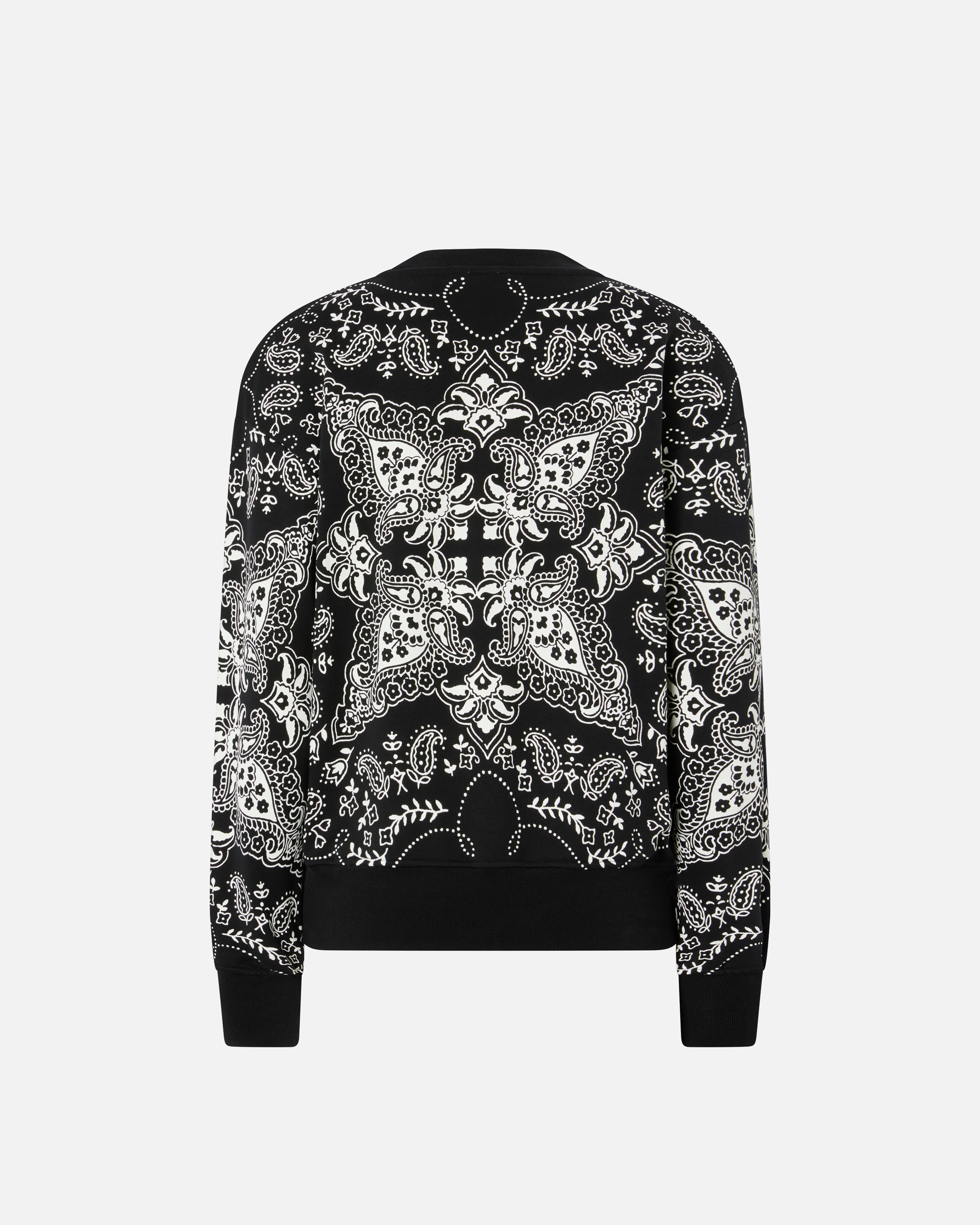 Pinko Cotton Sweatshirt With Bandana Print In Multi Nero/ecru/argento