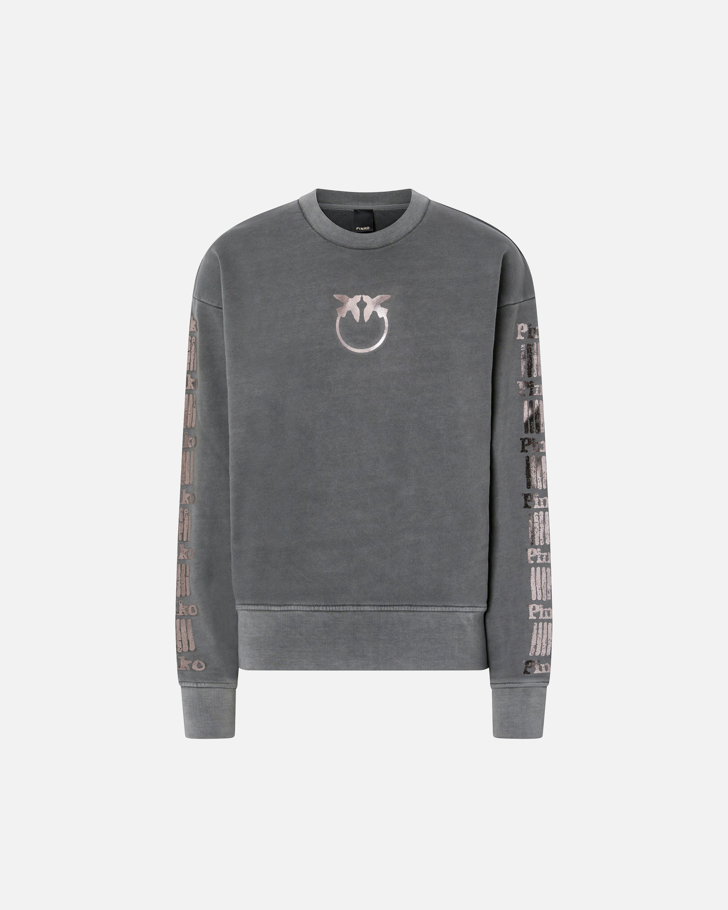 Pinko Sweatshirt With Laminated Print In Gray