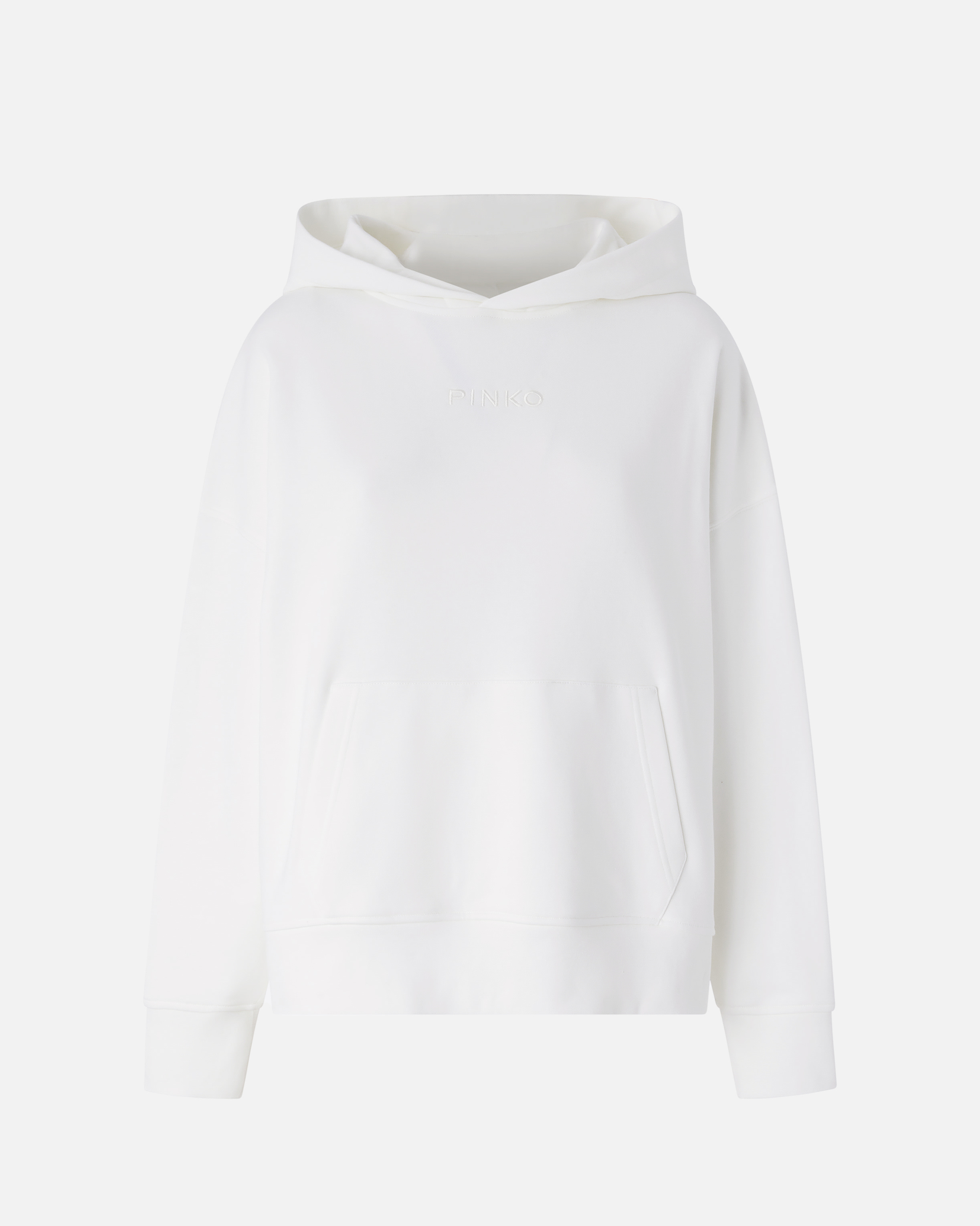 Pinko Hoodie With Logo Embroidery In Bianco-biancaneve