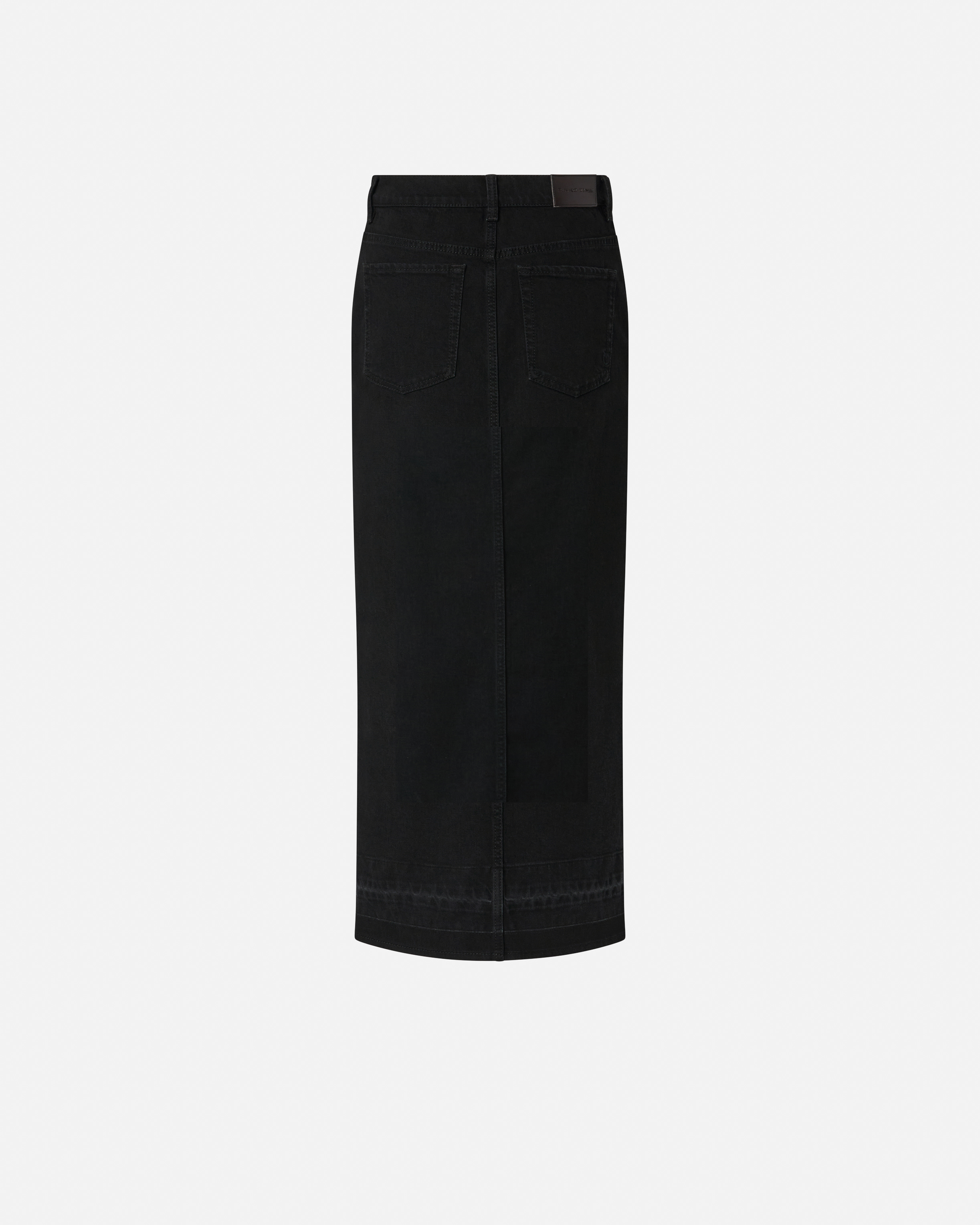 Pinko Jupe Longue Fendue En Denim Noir In Limo Black