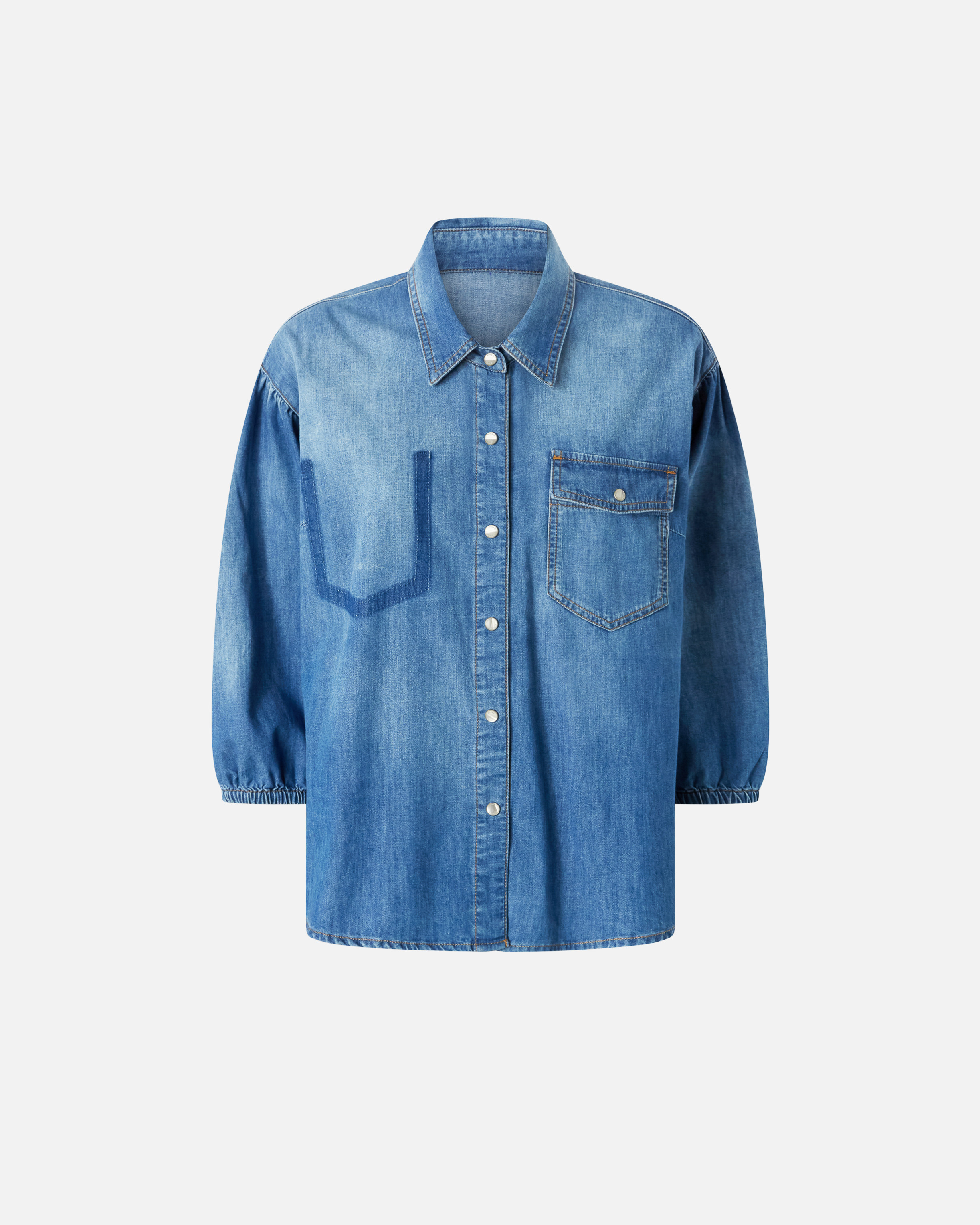 Three-quarter sleeve denim shirt PINKO → Shop Online Three-quarter sleeve denim shirt PINKO → Shop Online
