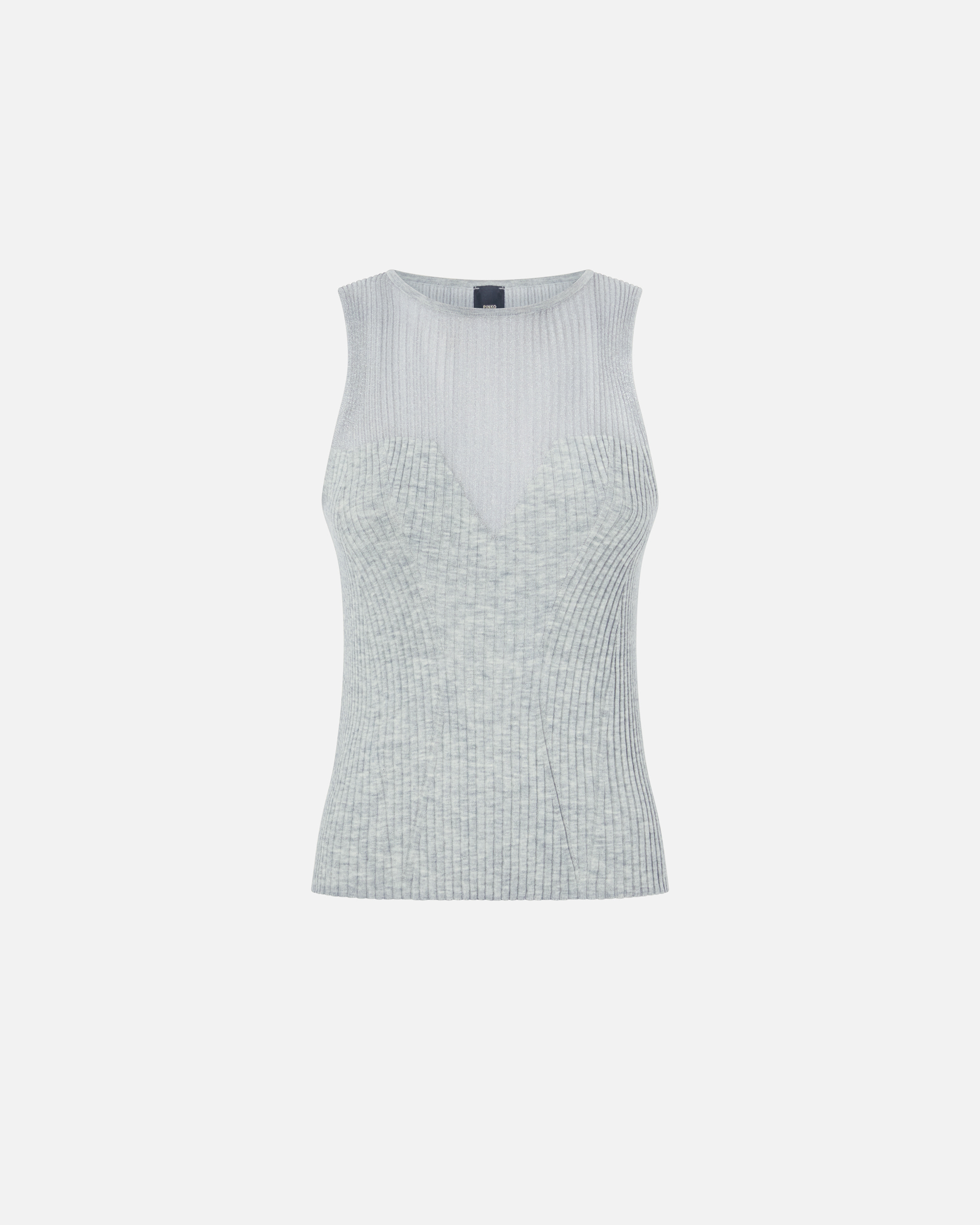 Pinko Sleeveless Ribbed Silk And Cashmere Top In Quarry Grey