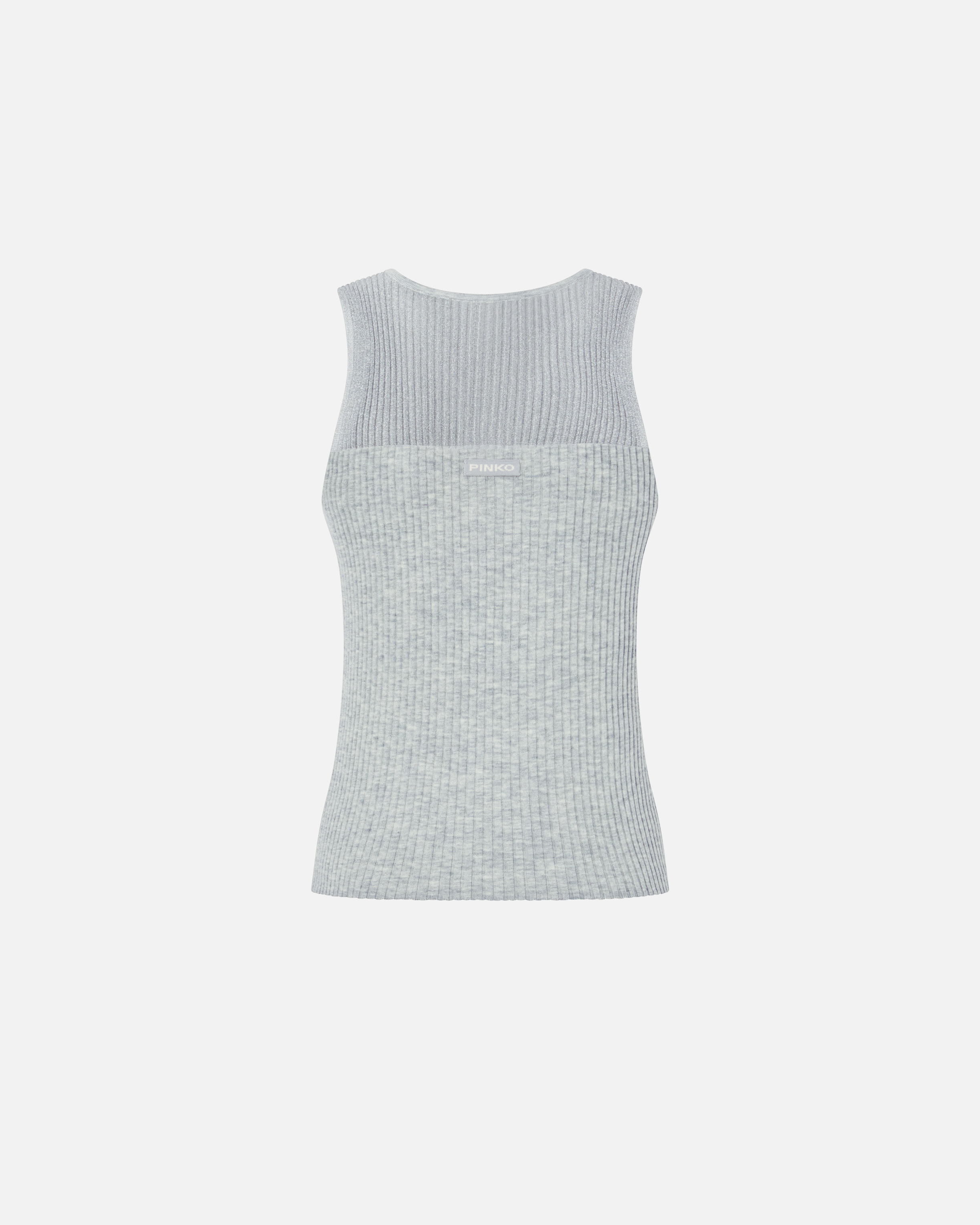 Pinko Sleeveless Ribbed Silk And Cashmere Top In Quarry Grey