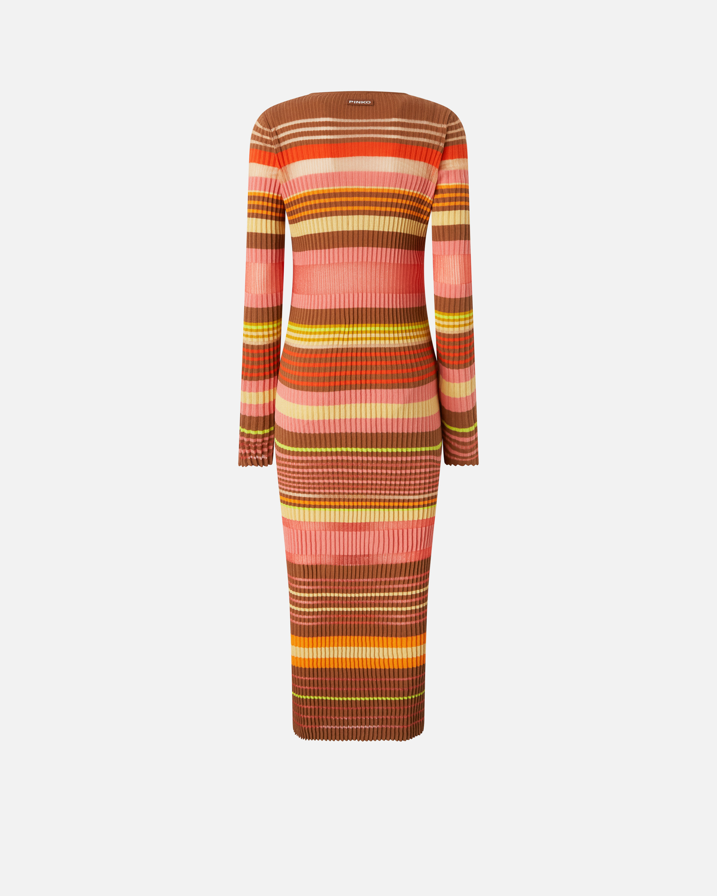 Pinko Robe Longue En Maille À Rayures Colorées In Mult.rosa/marrone/giallo
