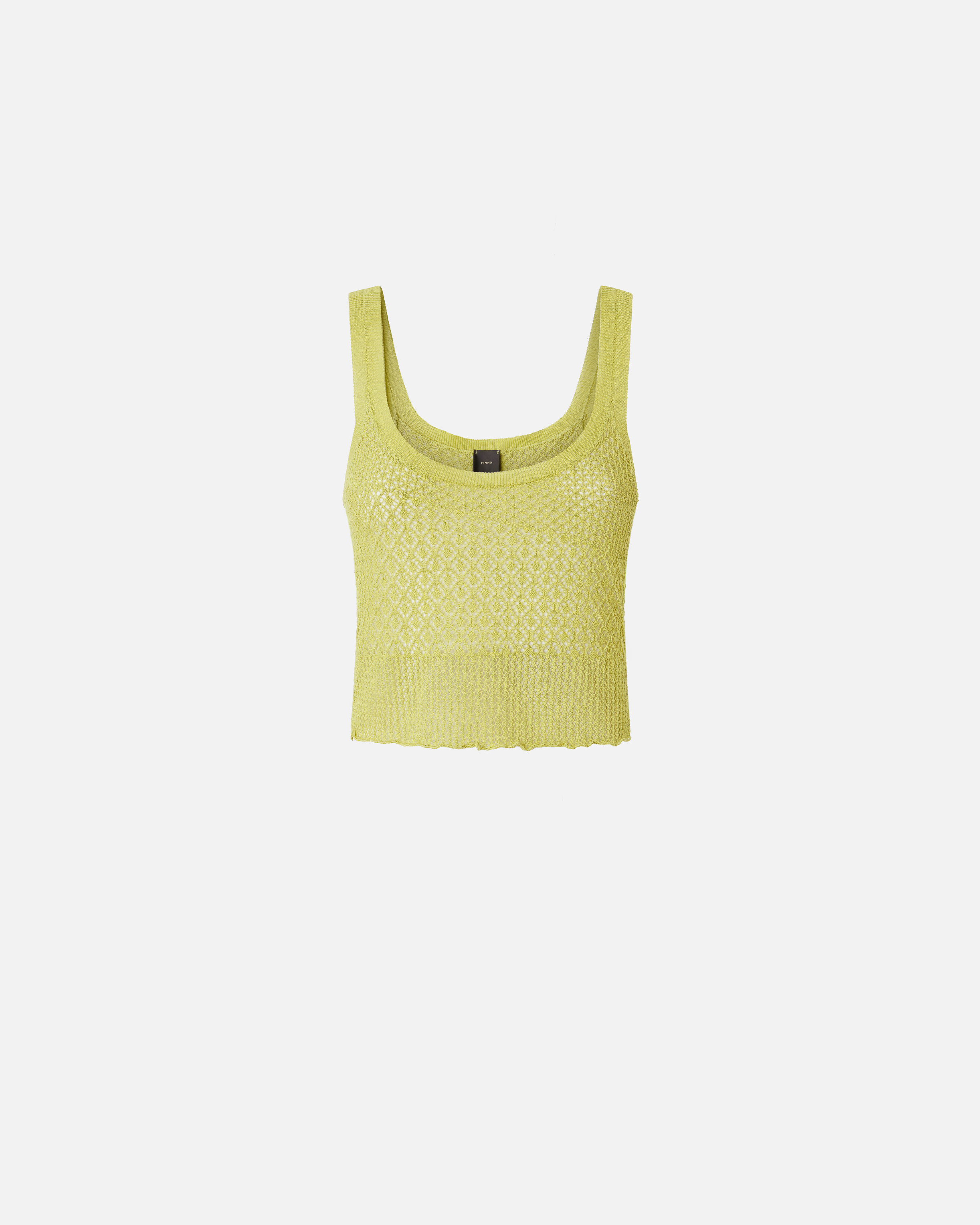 Pinko Perforated Tank Top With Different Patterns In Chartreuse Green