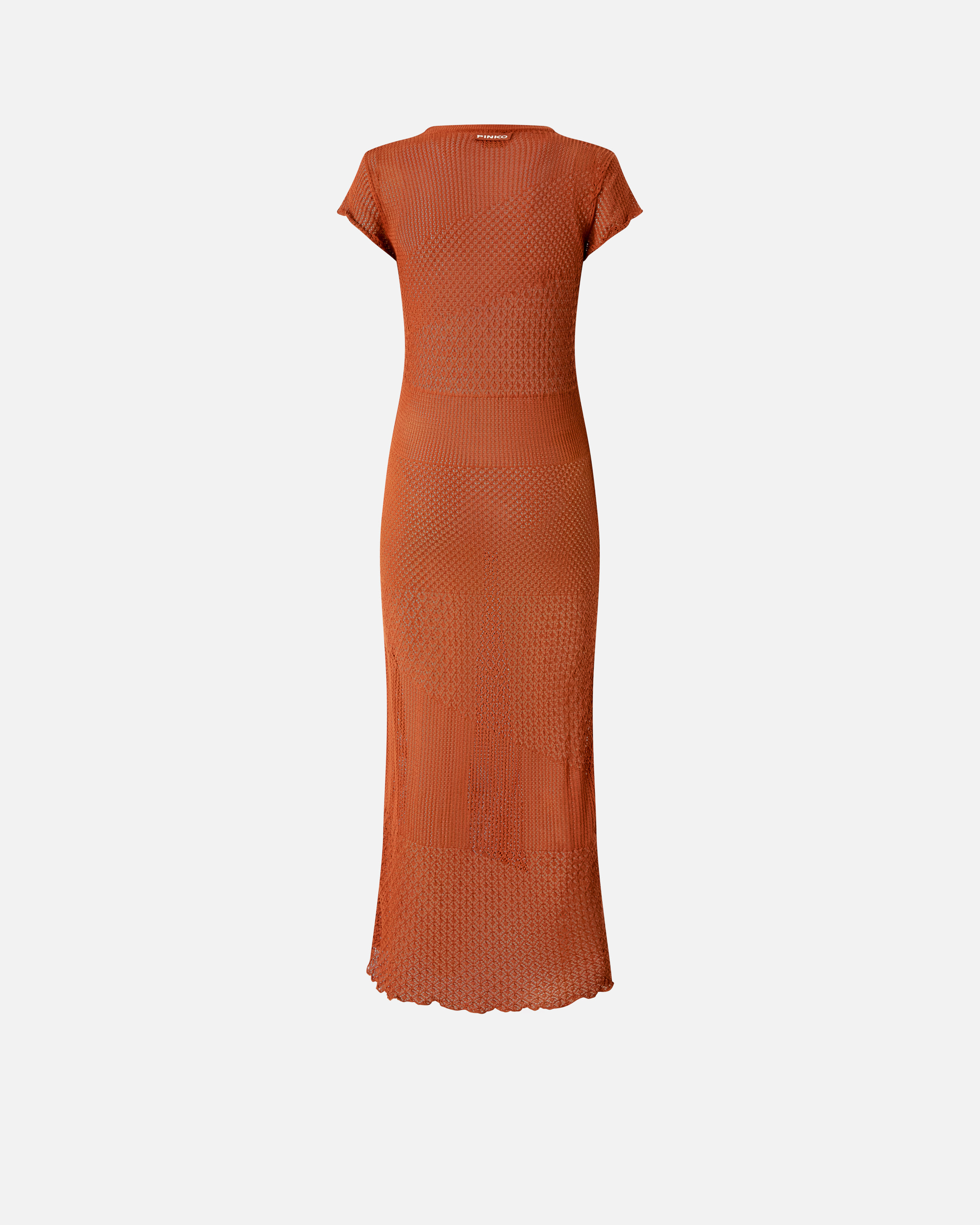 Pinko Long Summer Dress With Openwork Pattern In Sierra Brown
