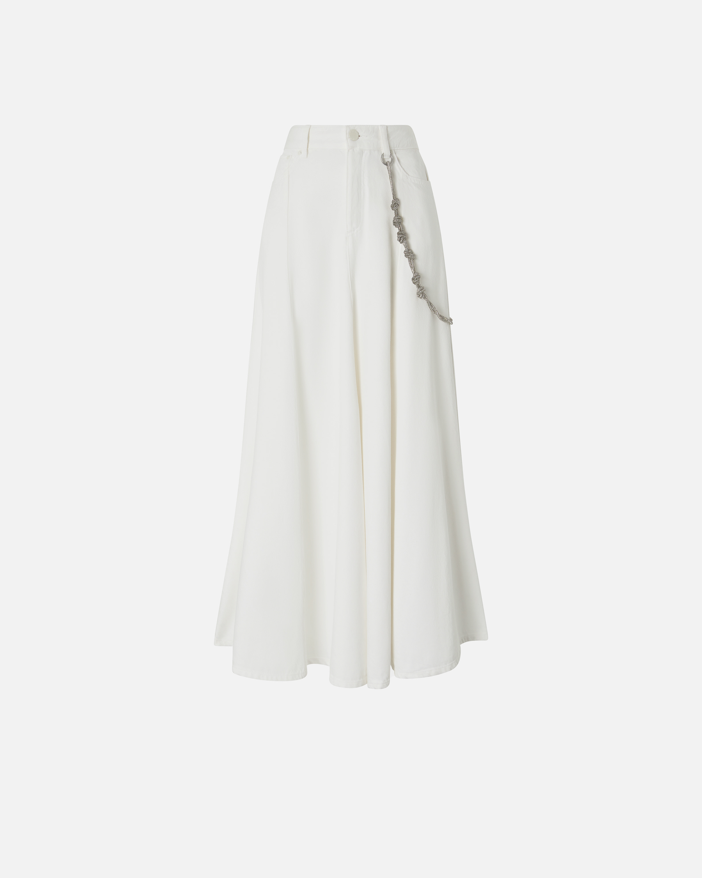 Pinko Maxi Skirt With Jewel Chain In Bianco Brill.