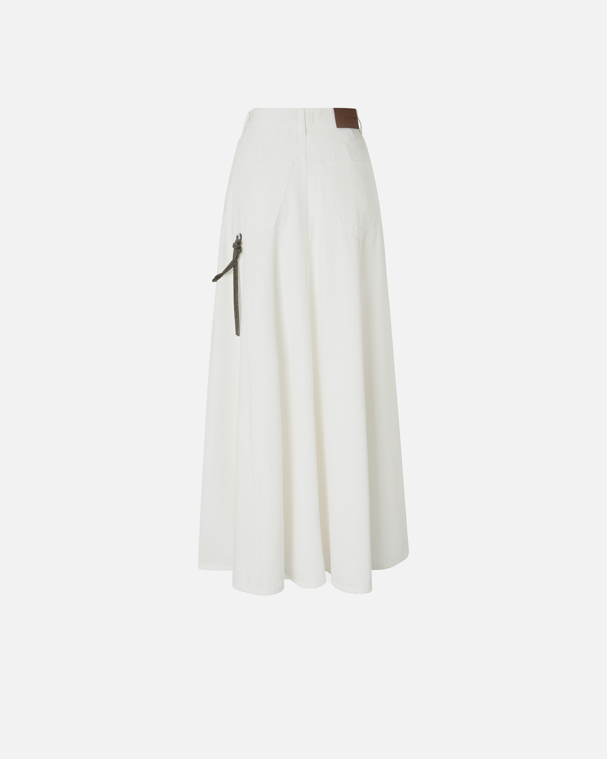 Pinko Maxi Skirt With Jewel Chain In Bianco Brill.