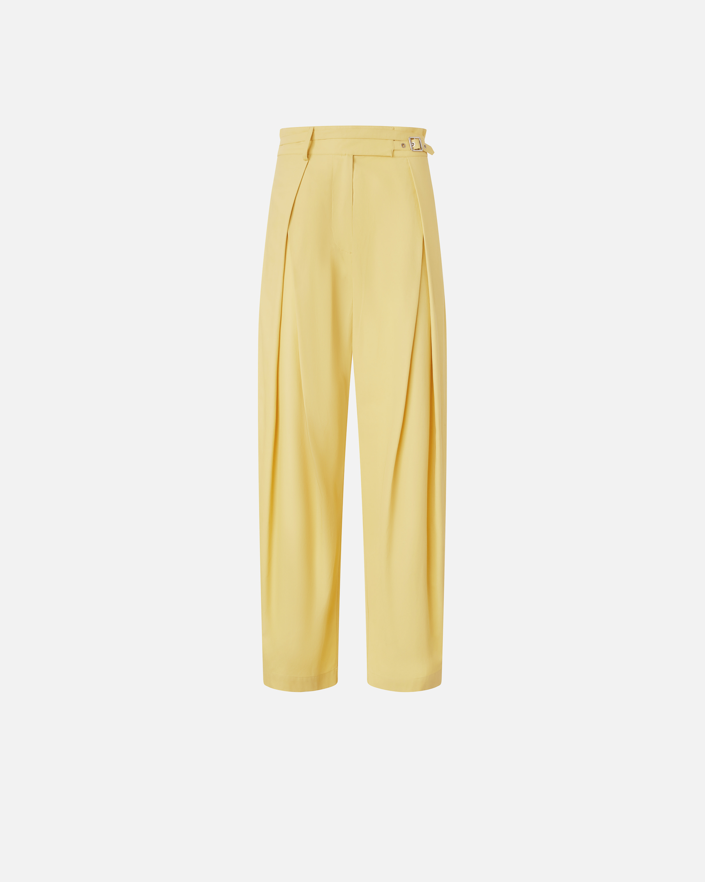 Pinko Belted Butter Yellow Trouser With Layered Details In Yellow