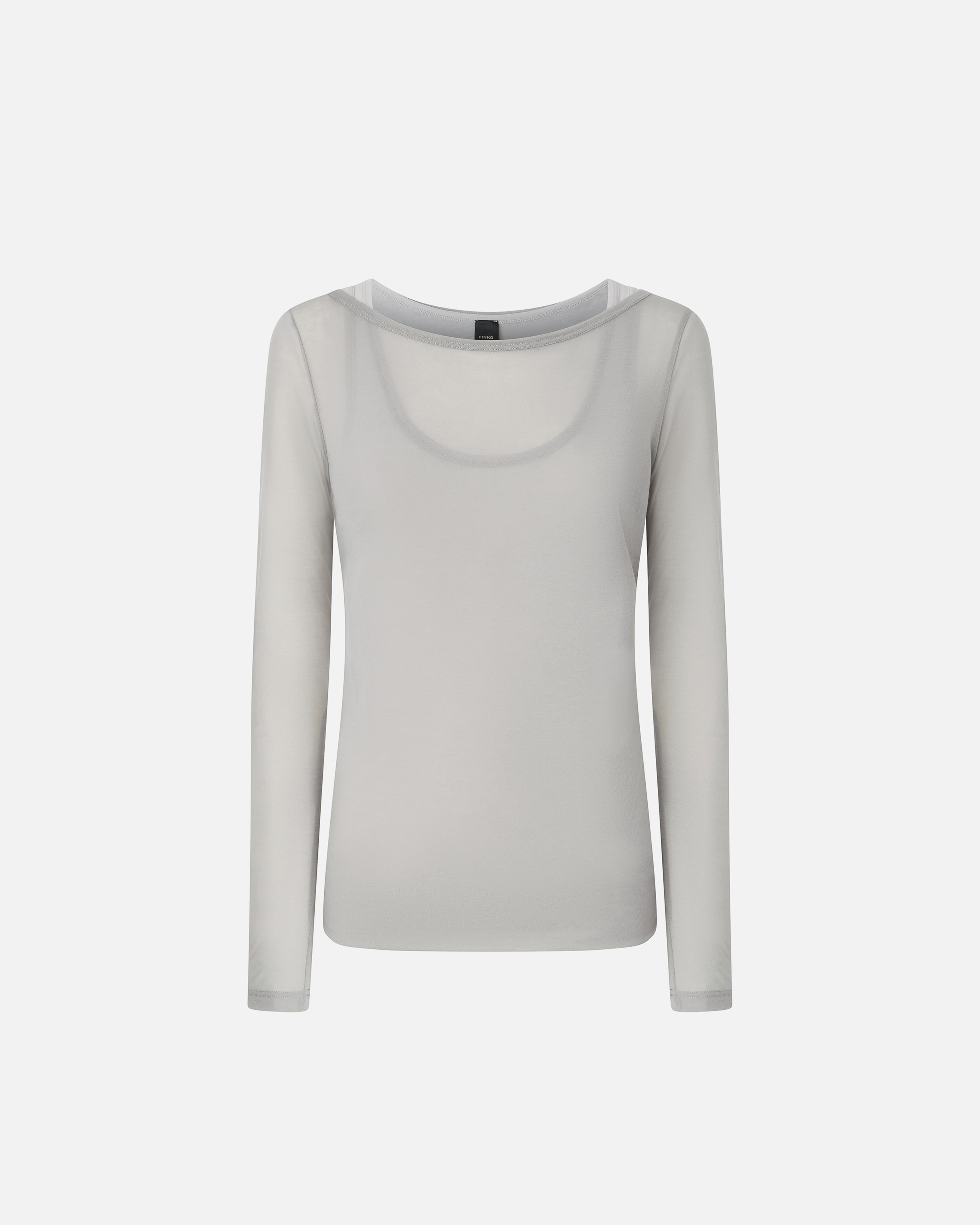 Pinko Lightweight Gauze Jersey Sweater With Long Sleeves In Dark Grey/grey