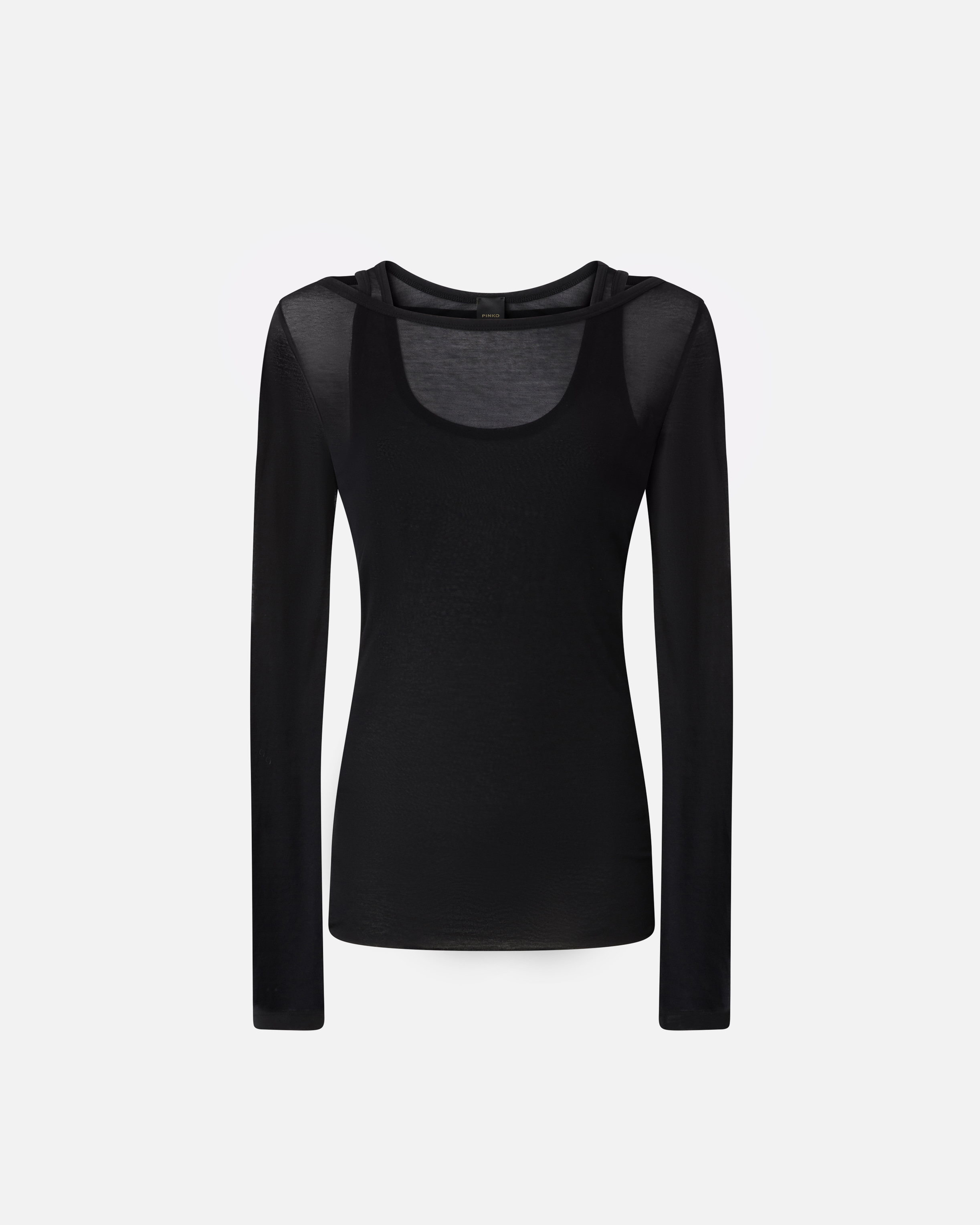 Pinko Light Gauze Long-sleeved Sweater In Limo Black