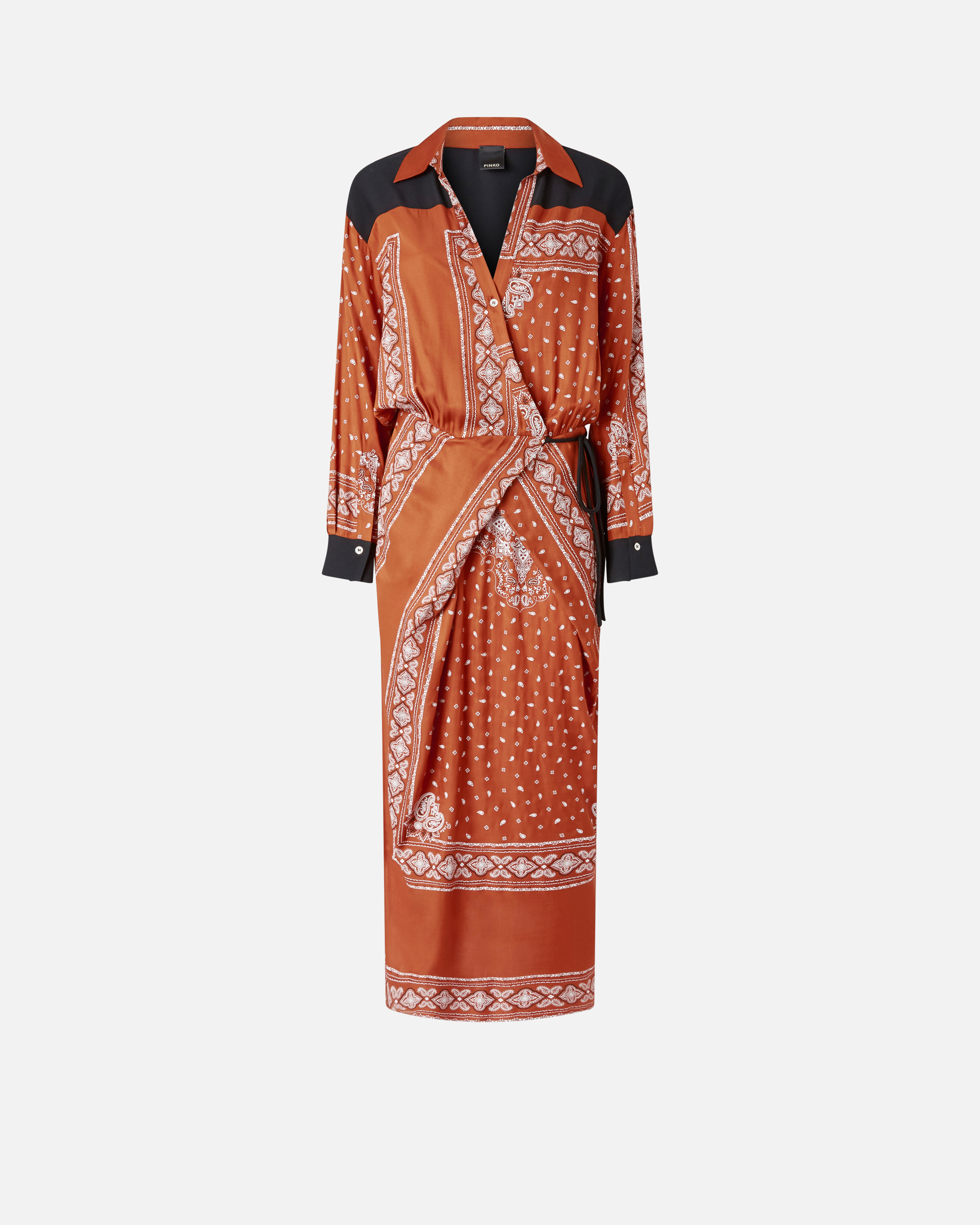 Pinko Darling Abito Twill Dress In Burnt/white