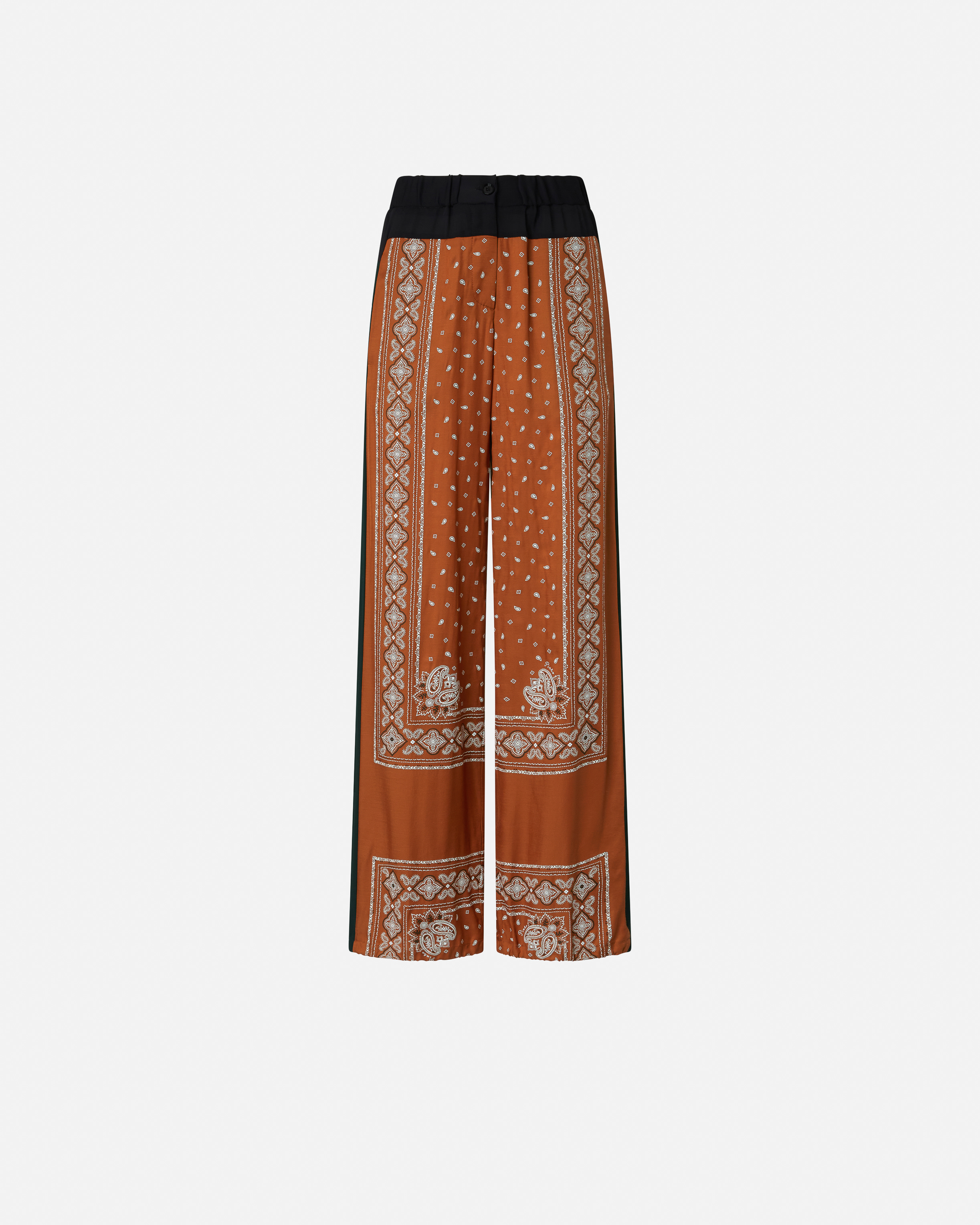 Pinko Wide Bandana Pattern Pants In Burnt/white