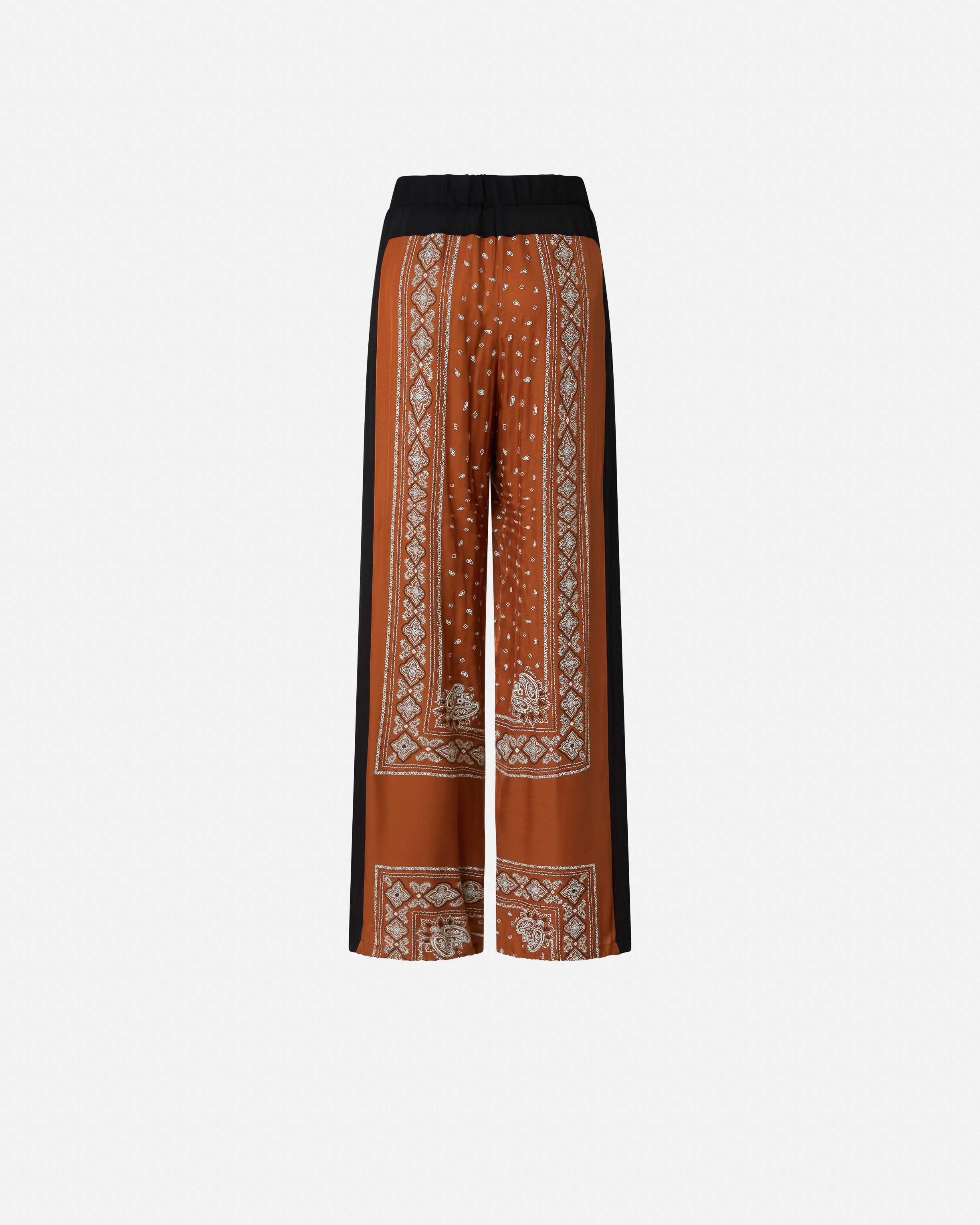 Pinko Wide Bandana Pattern Pants In Burnt/white