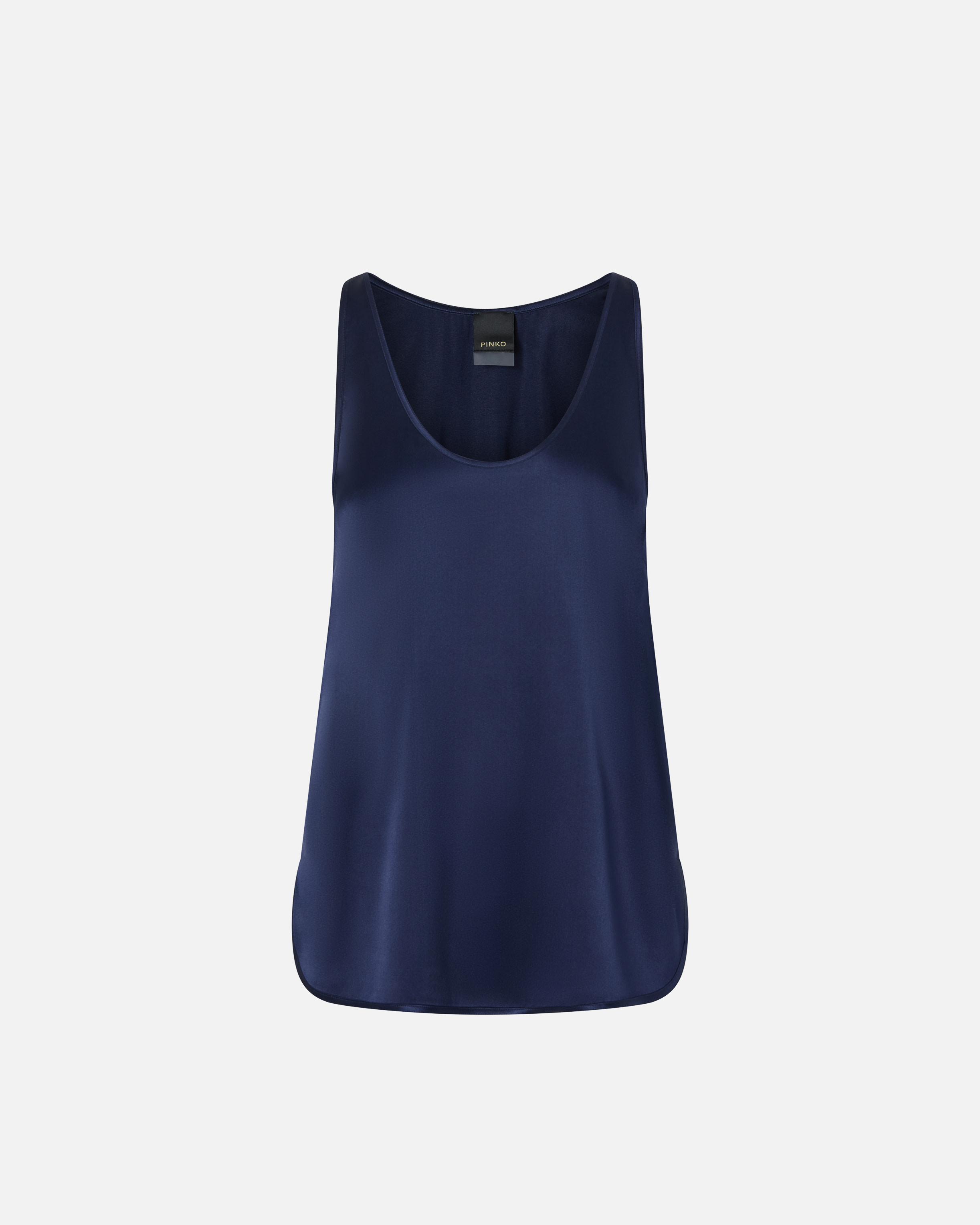 Canotta in satin di seta stretch - Blu - large