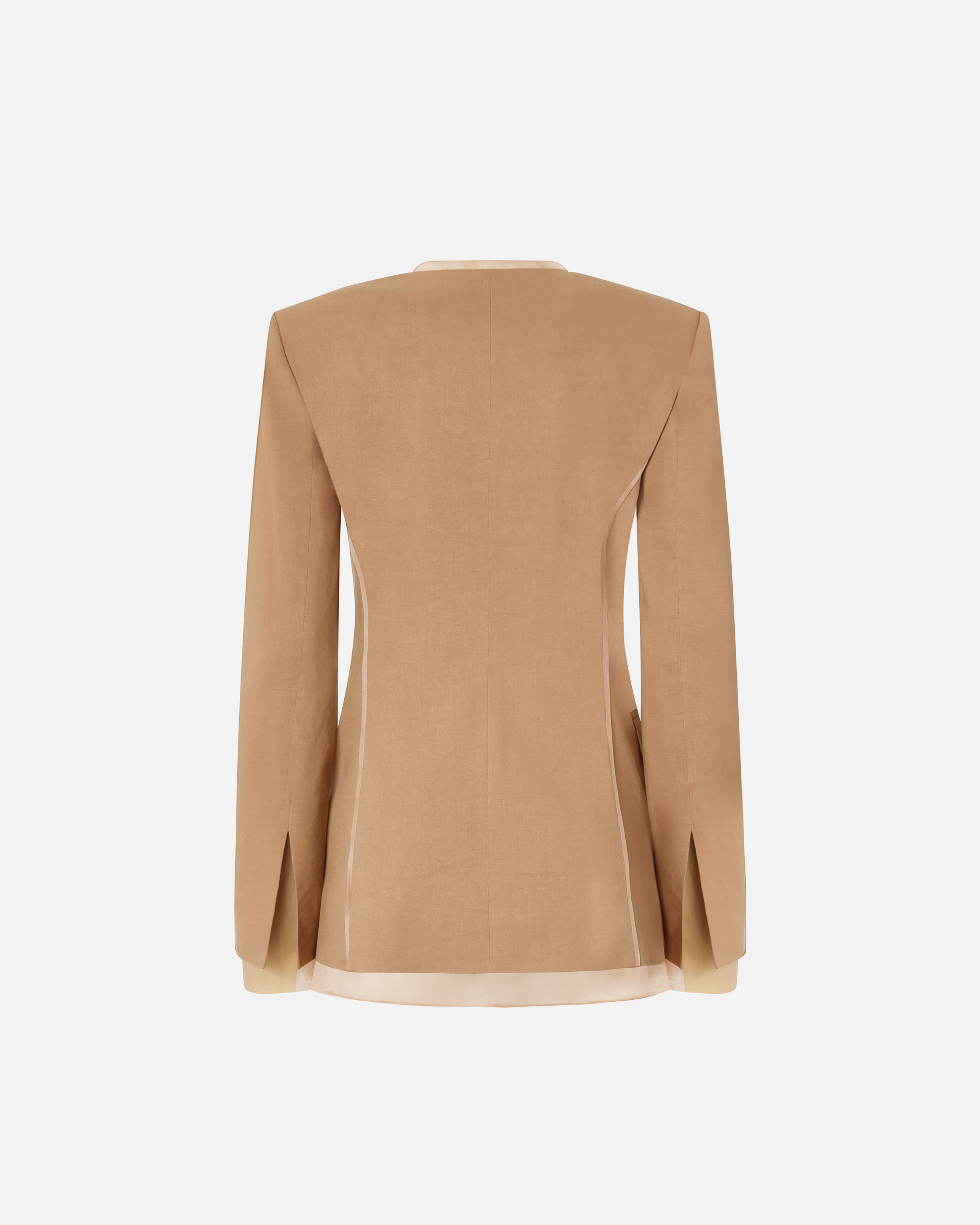 Pinko Blazer Elegante In Lino E Organza Di Seta In Marrone - Tordo