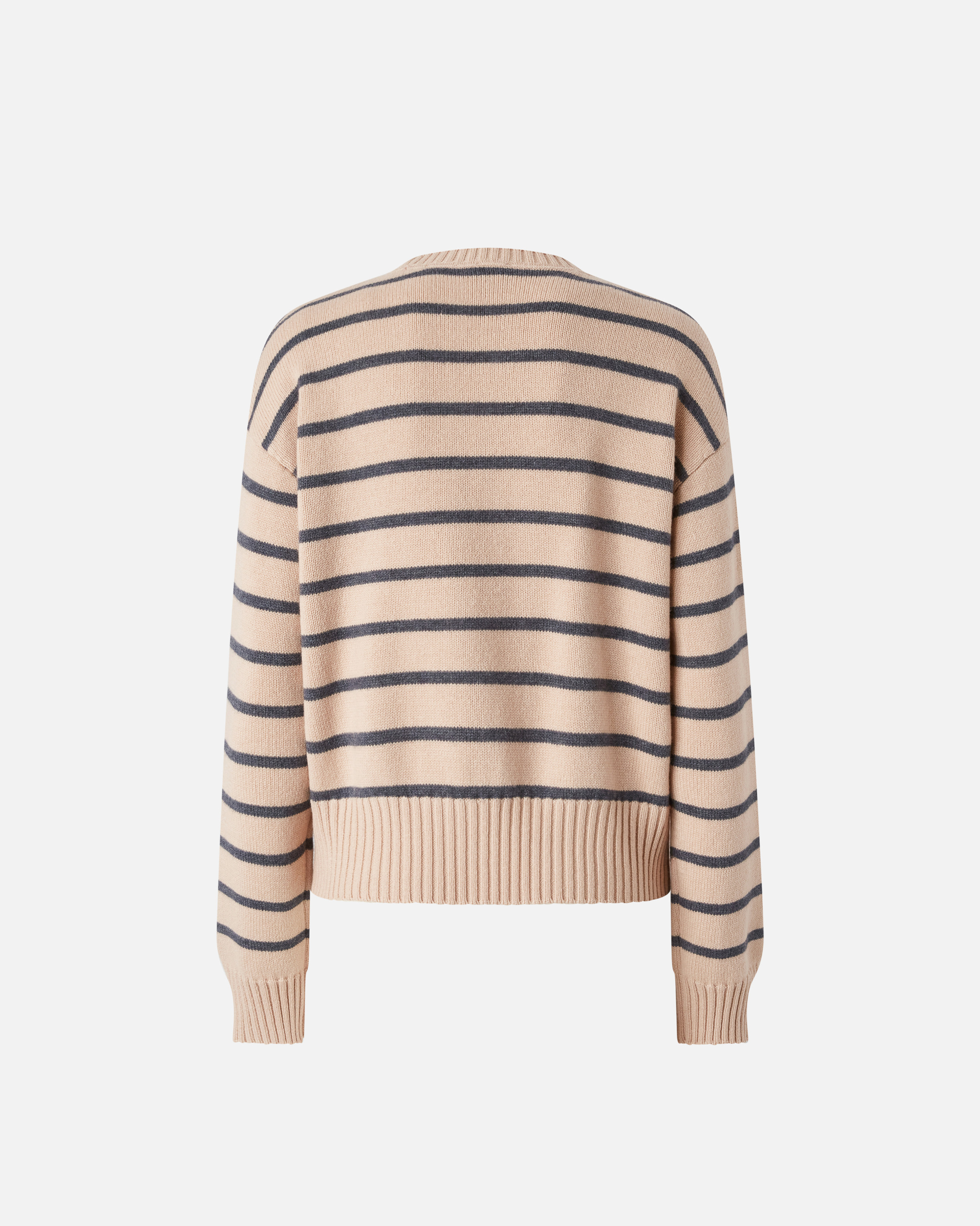 Pinko Striped Sweater With Logo In Nudo/grigio/arancio