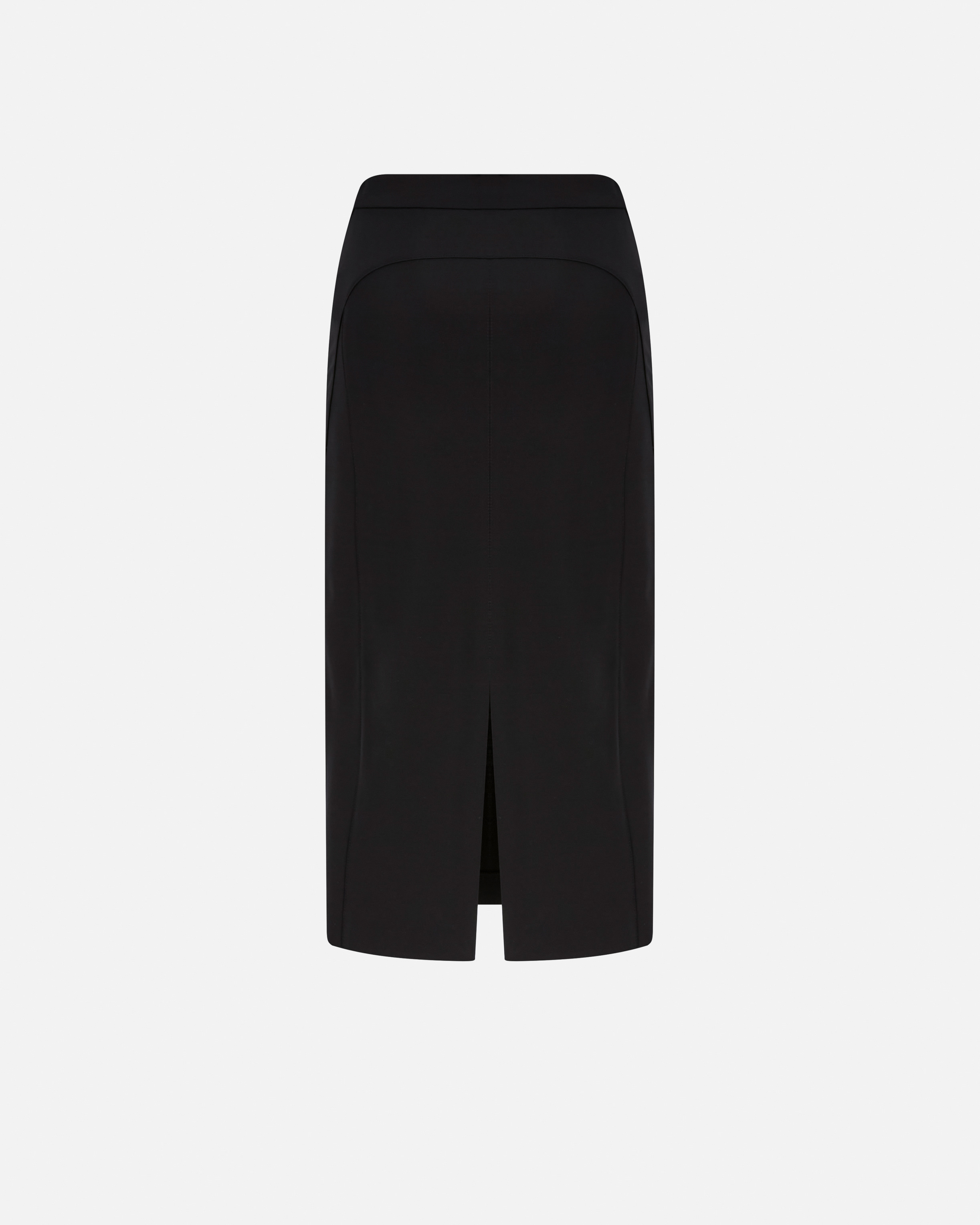 Pinko Fabric Stitch Midi Skirt With Back Slit In Limo Black