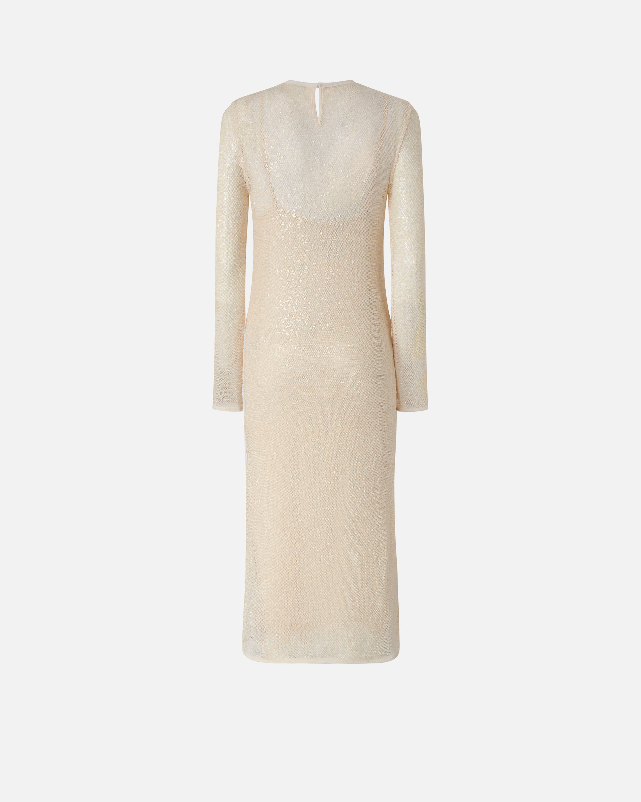 Pinko Sequined Mesh Midi Dress In G. Maroso Beige