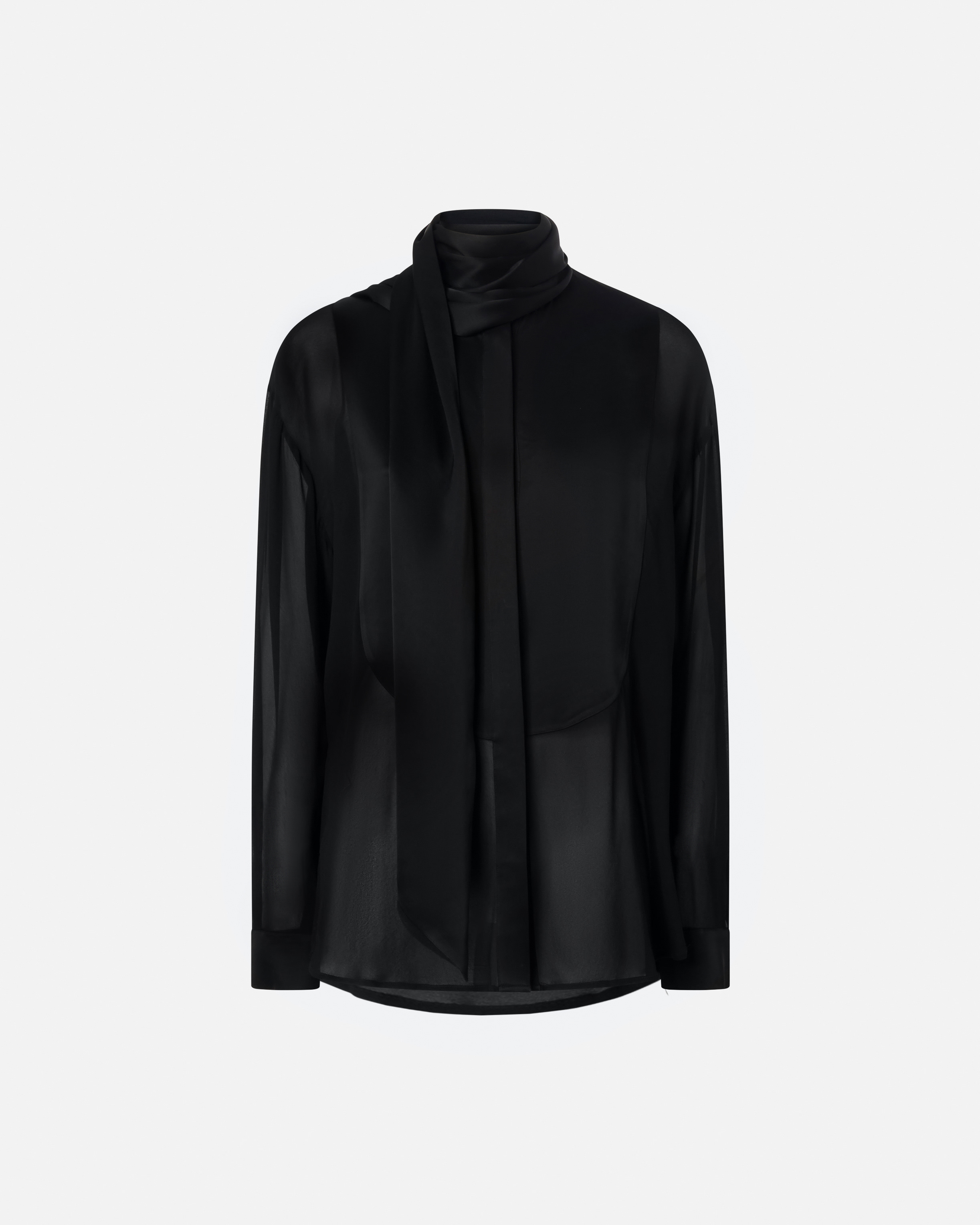 Pinko Flowing Black Viscose Shirt With Classic Collar In Limo Black