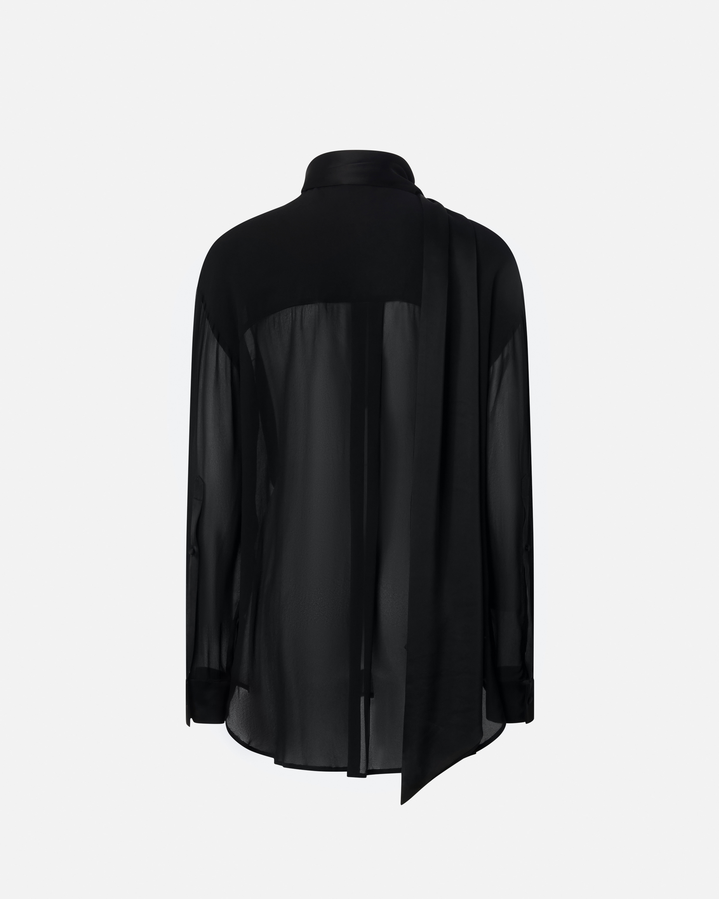 Pinko Flowing Black Viscose Shirt With Classic Collar In Limo Black