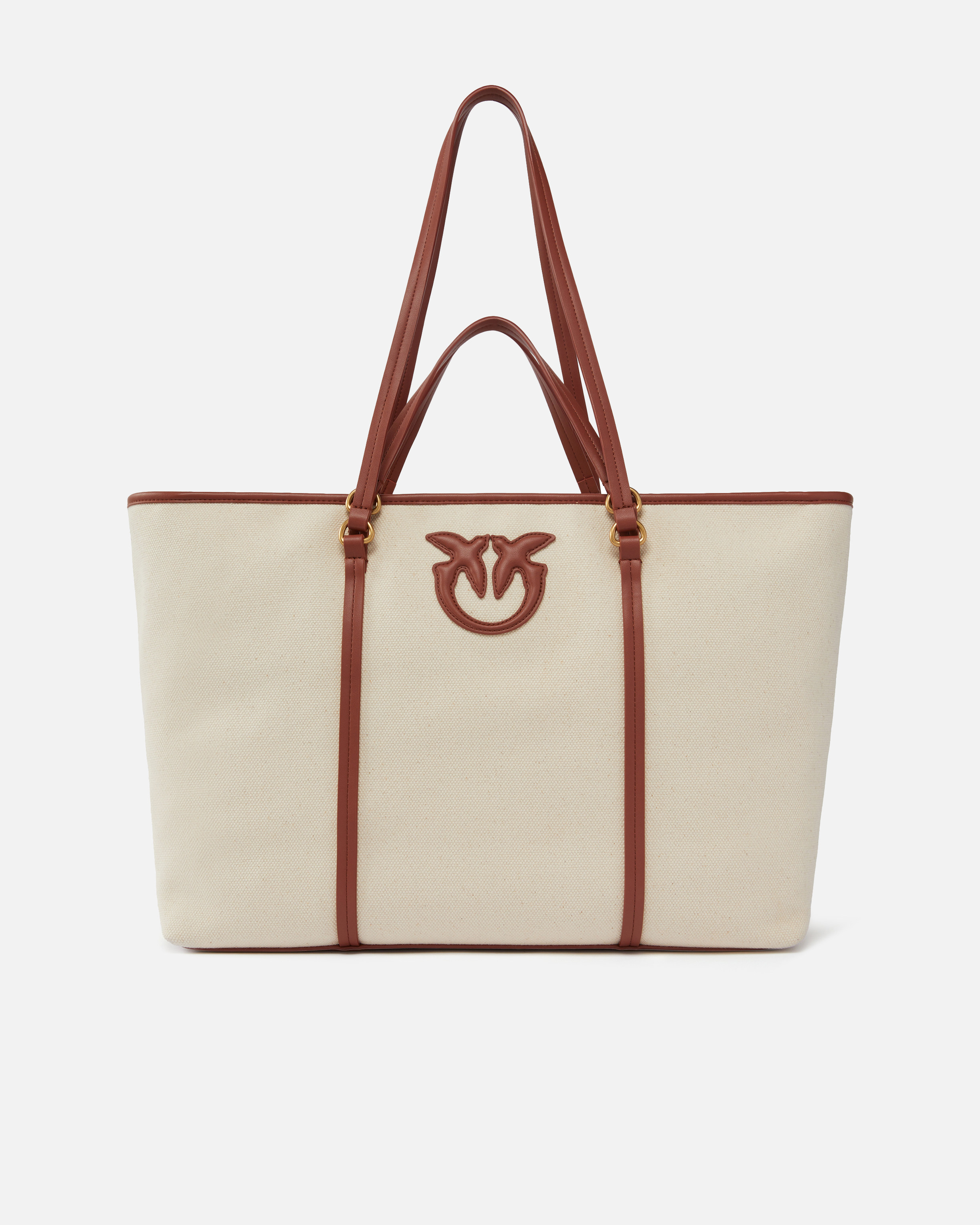 Pinko Maxi Shopper Bag In Recycled Canvas With Double Handles