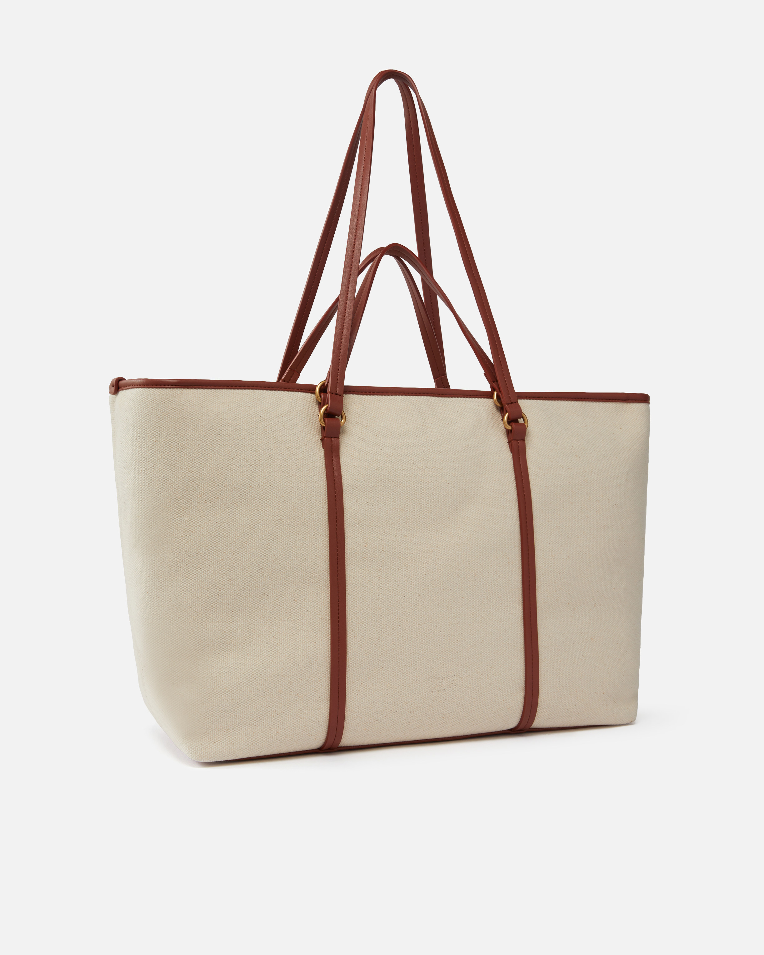 Pinko Maxi Shopper Bag In Recycled Canvas With Double Handles