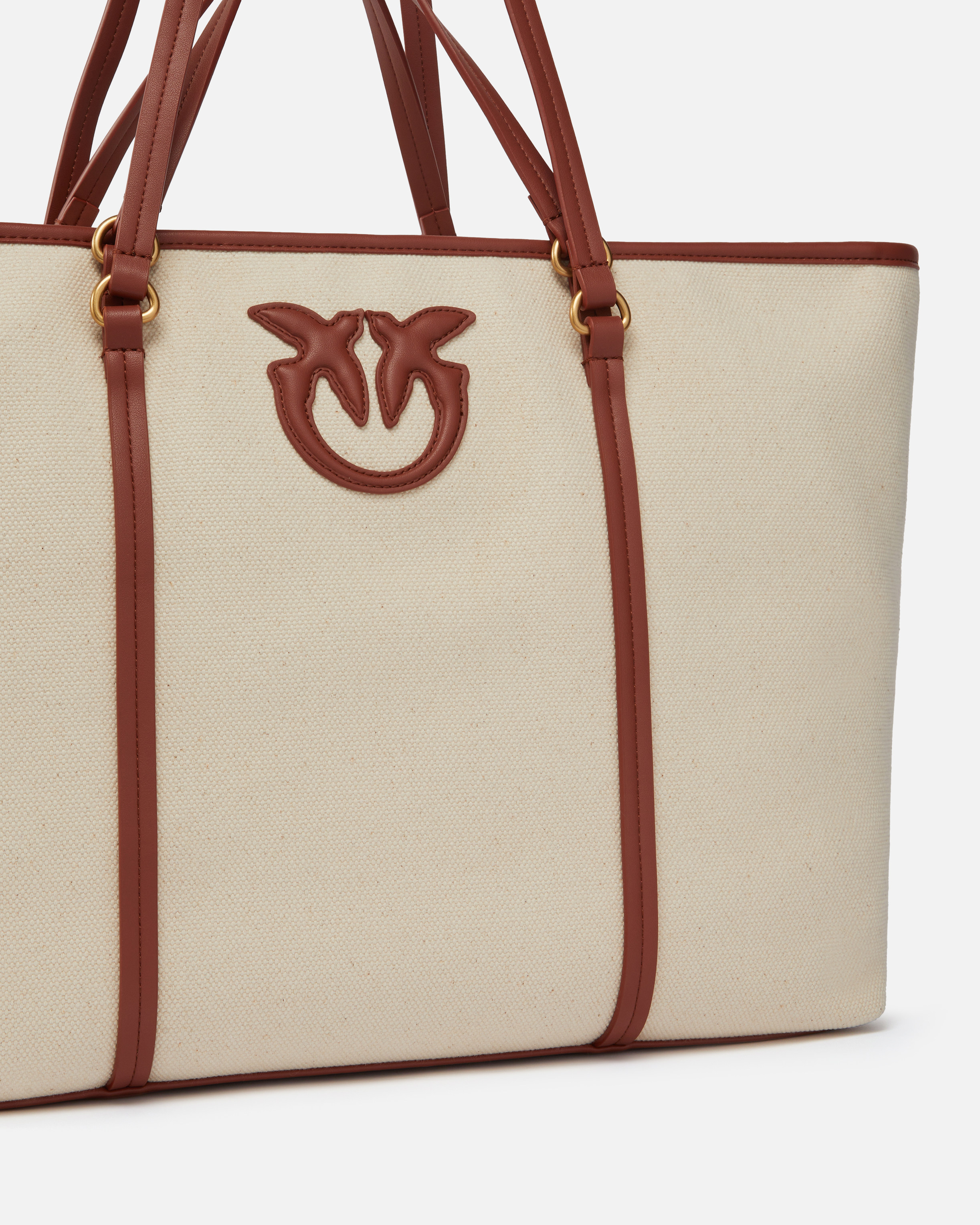 Pinko Maxi Shopper Bag In Recycled Canvas With Double Handles