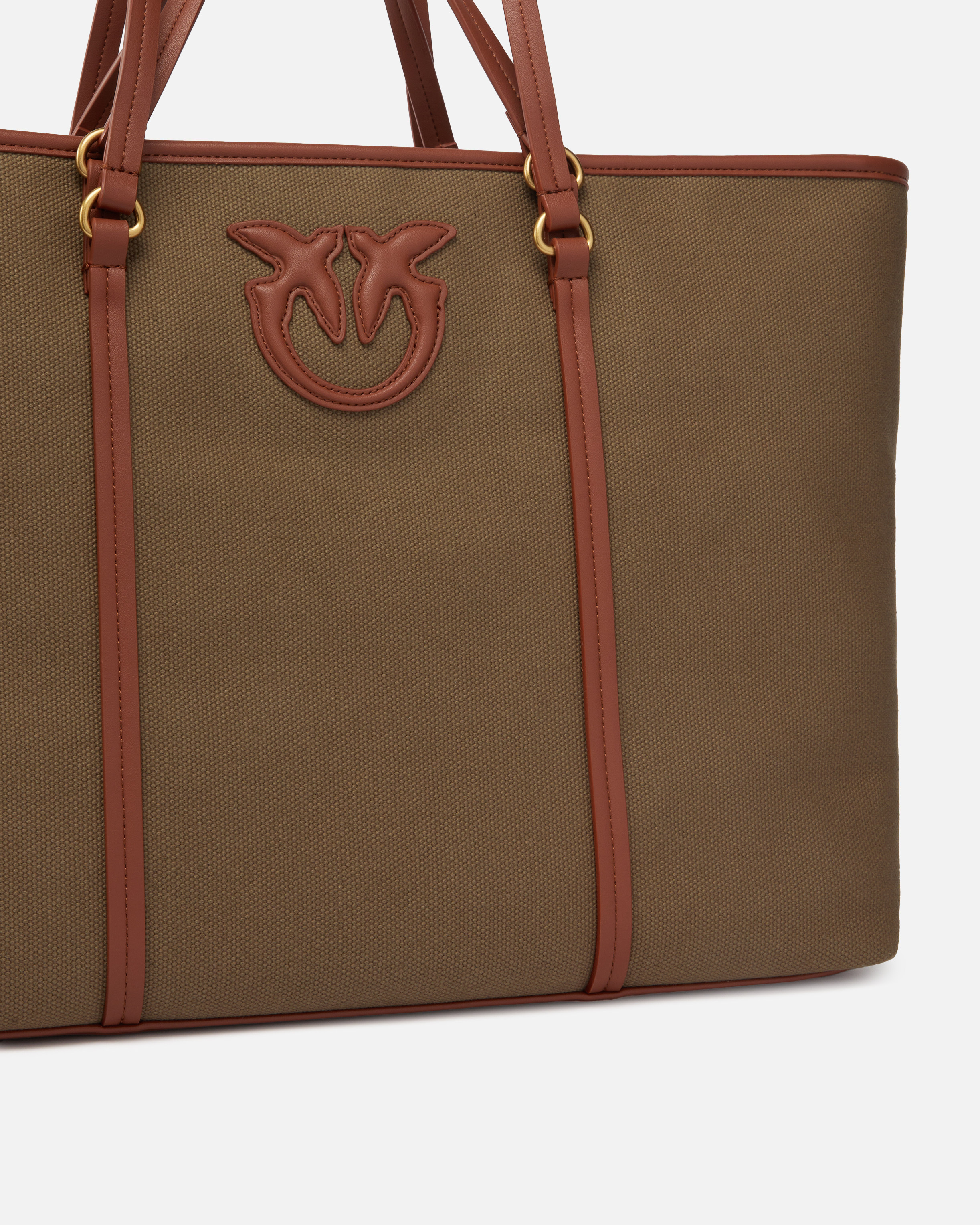 Pinko Maxi Shopper Bag In Recycled Canvas With Double Handles