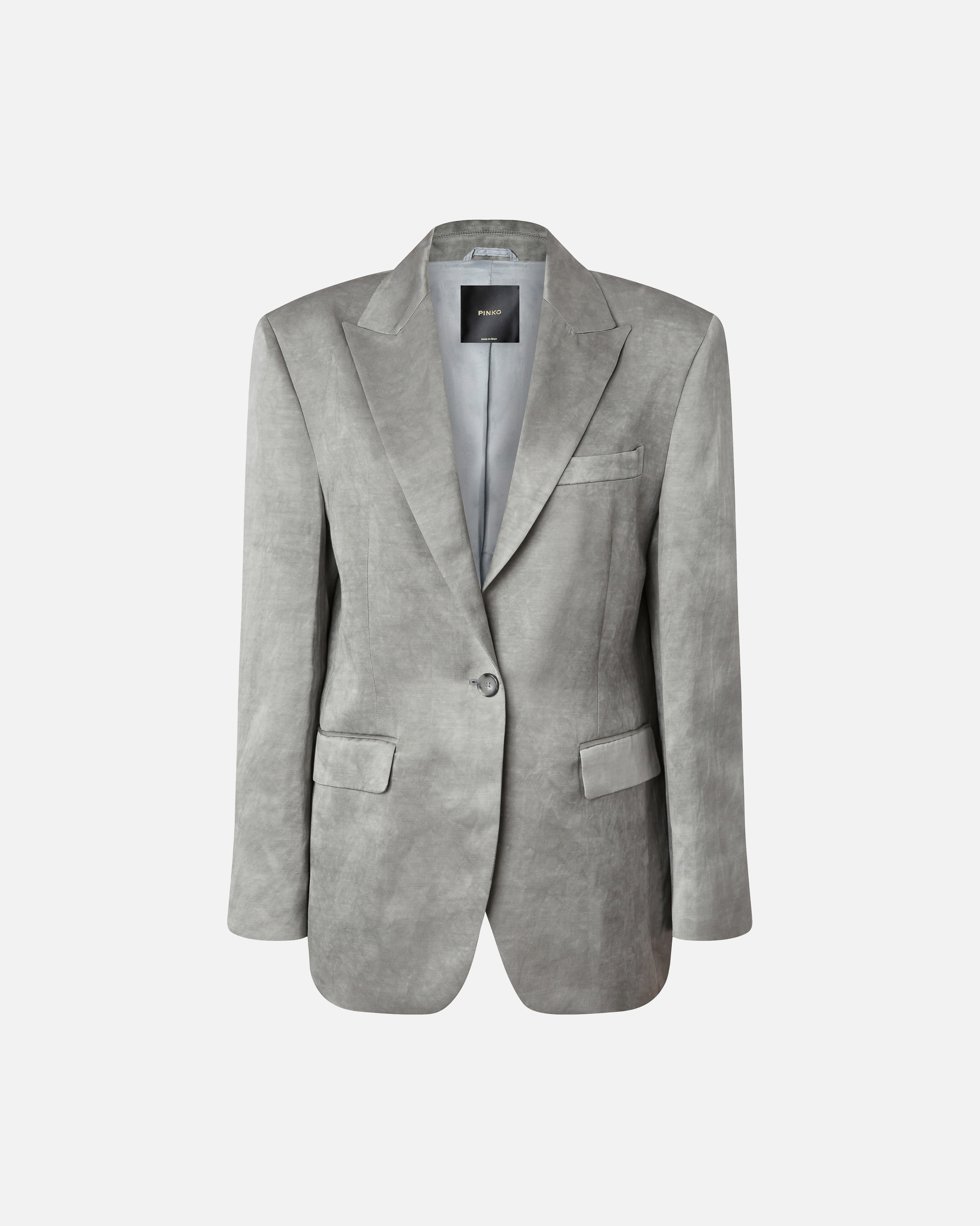 Pinko Single-breasted Slub Satin Blazer In Wild Dove Grey.