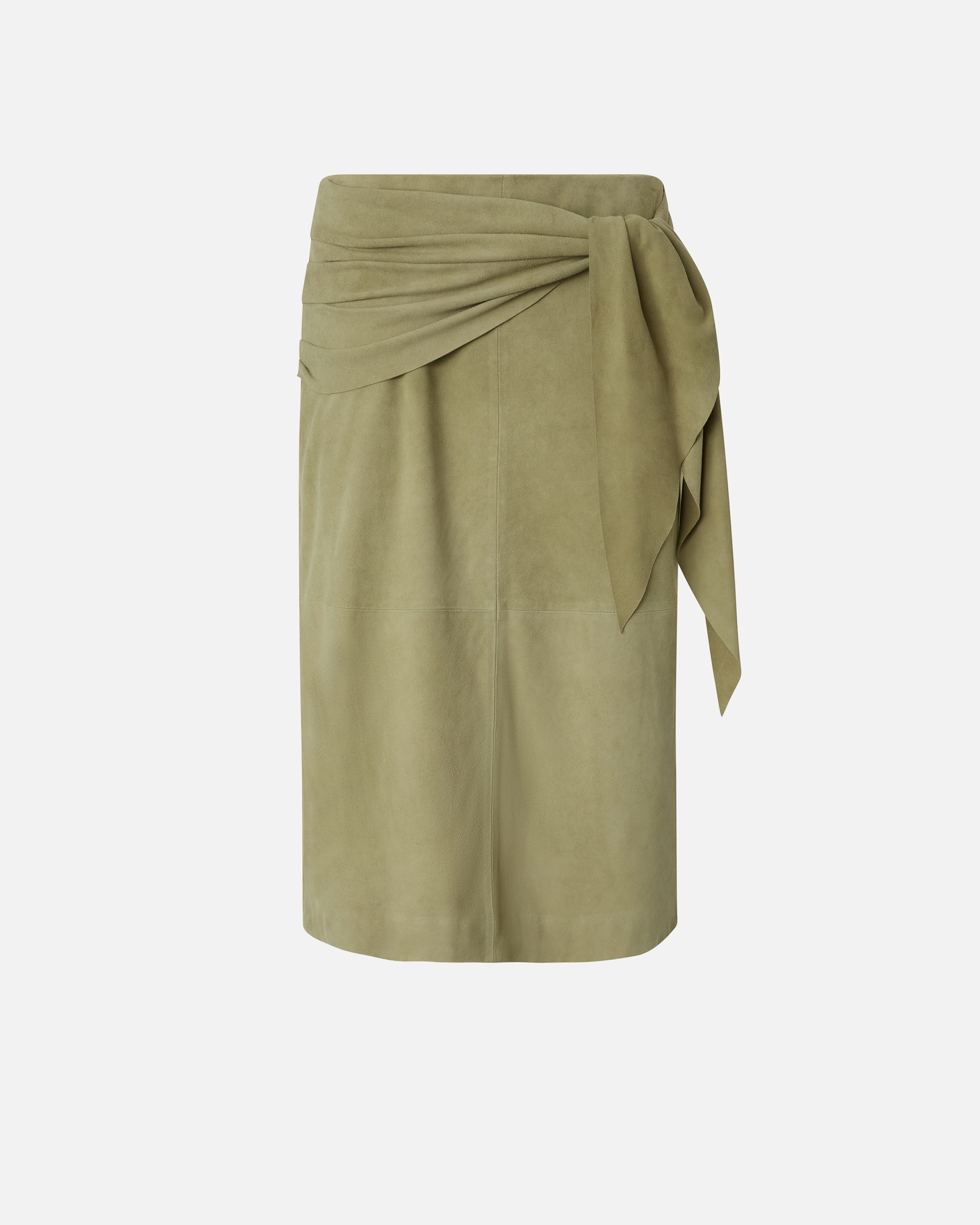 Pinko Leather Midi Skirt In Light Moss Green