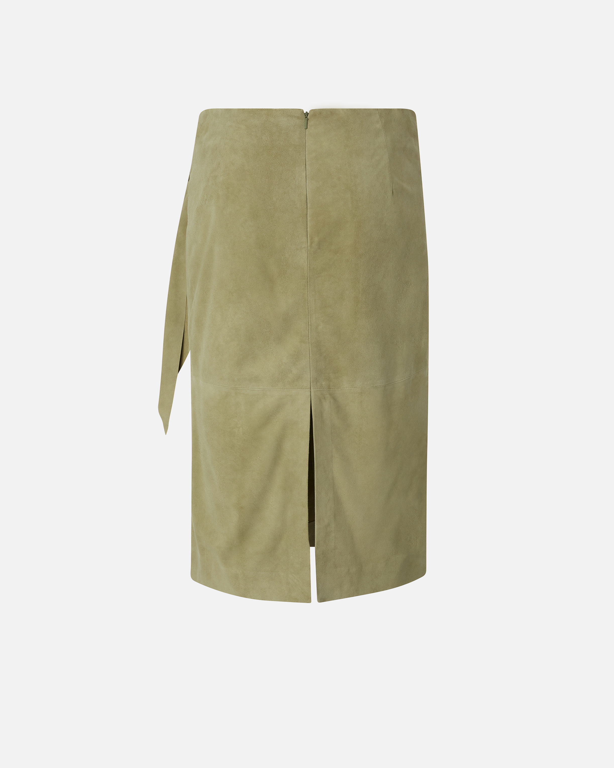 Pinko Leather Midi Skirt In Light Moss Green