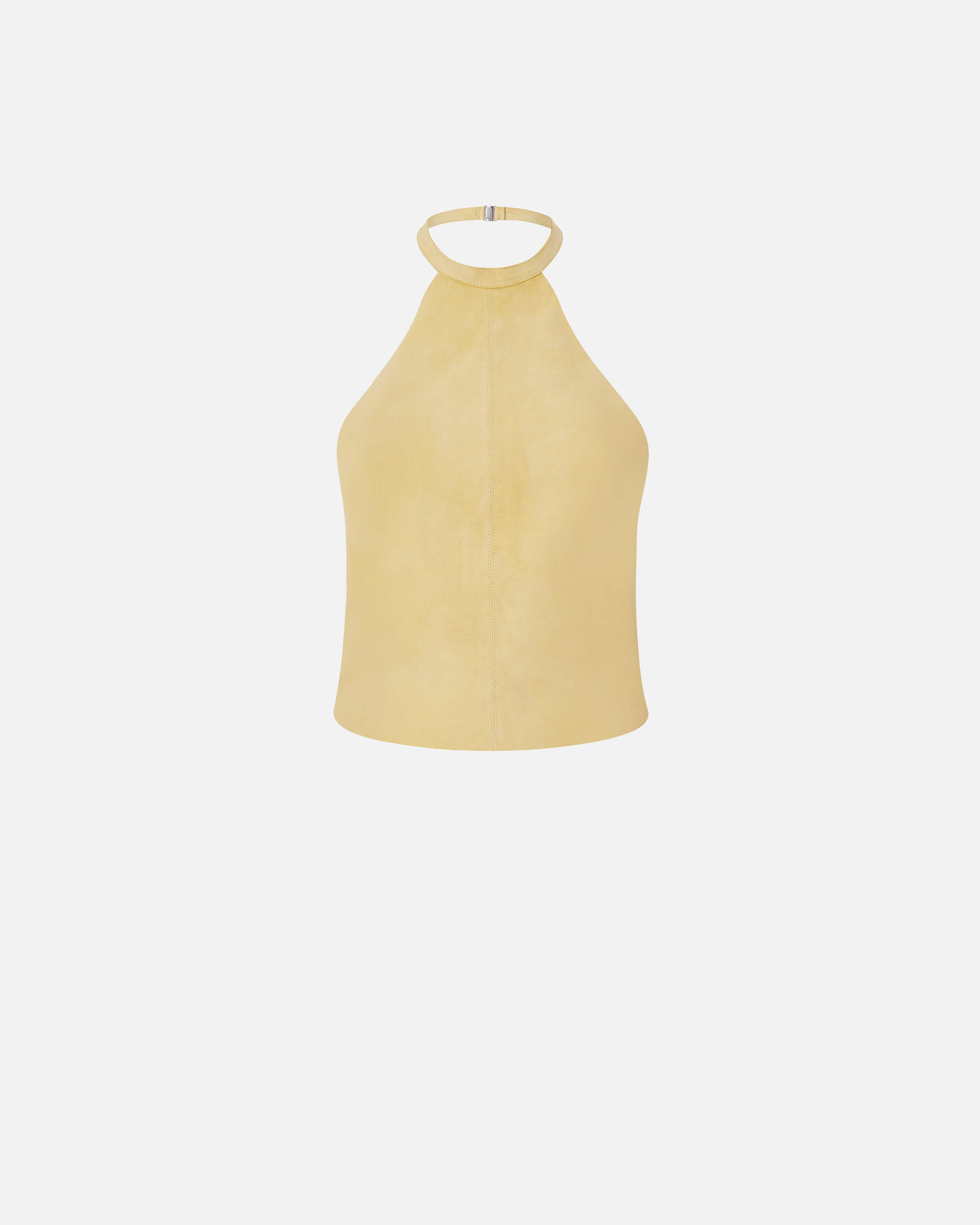 Pinko Suede Halterneck Tie-back Sleeveless Top In Jaune Canna