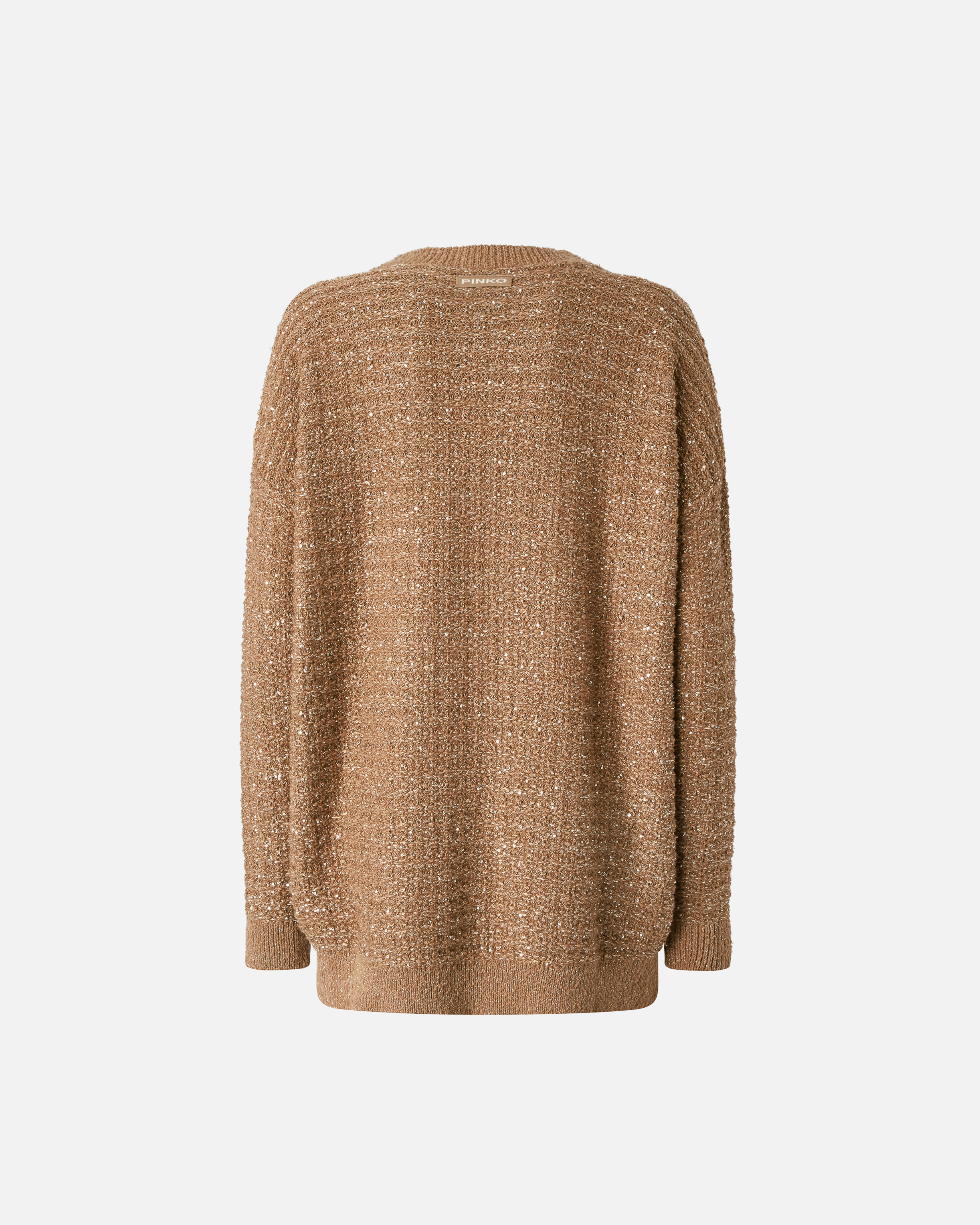 Pinko Metallic Mat Cardigan With Sequins In Beige-gallinaccio