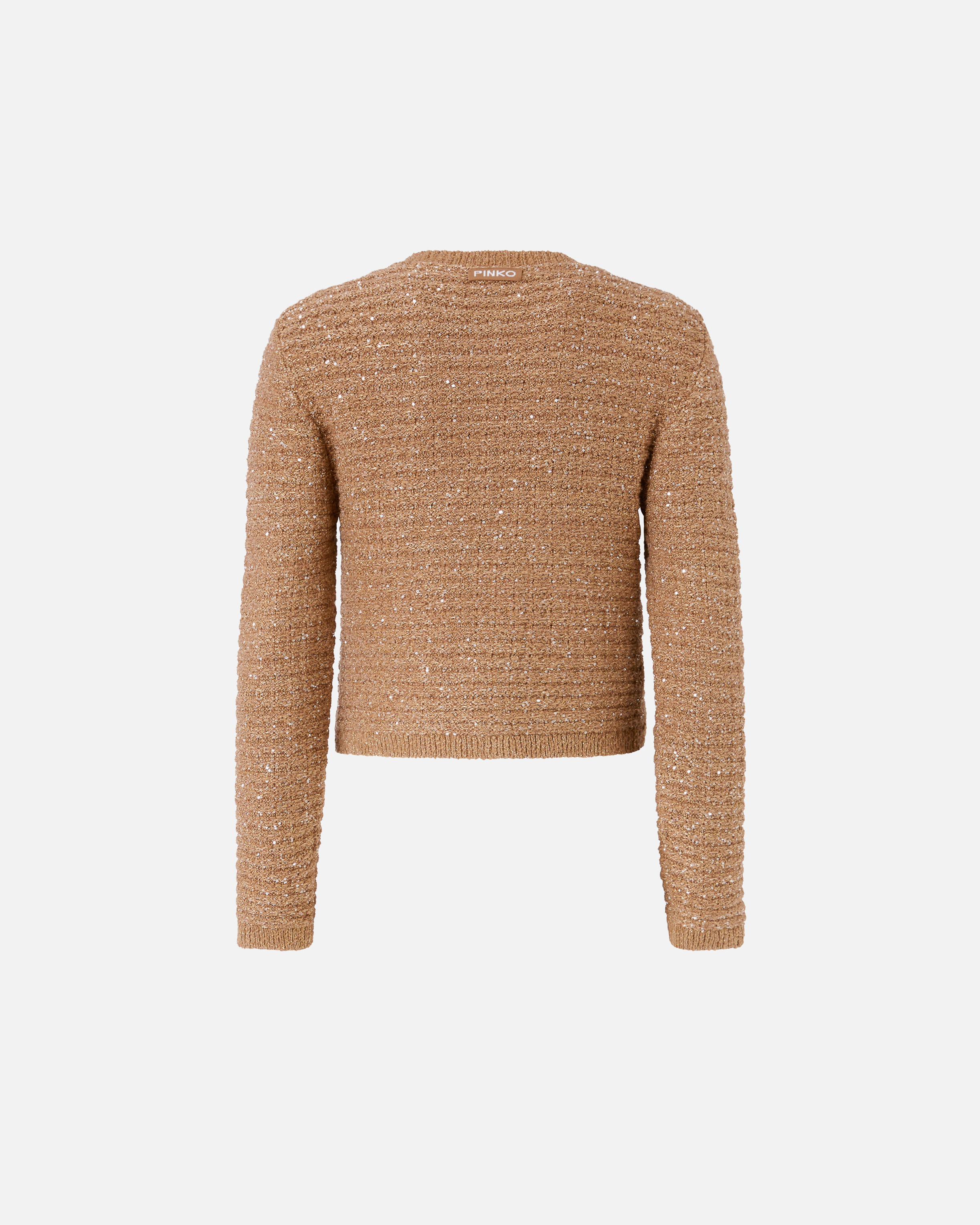 Pinko Short Jacket With Sequins And Breast Pockets In Beige - Chanterelle