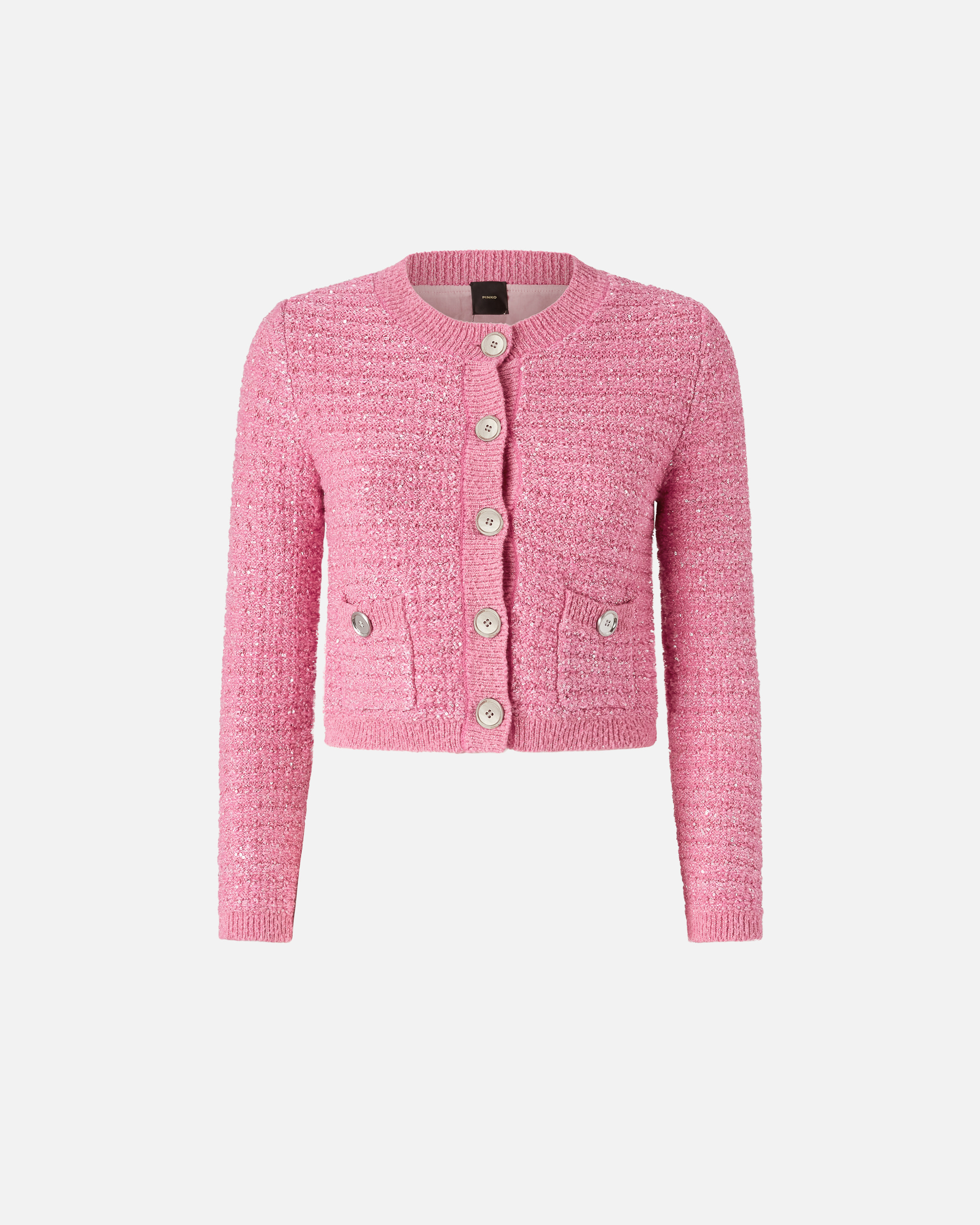 Pinko Short Jacket With Sequins And Breast Pockets In Convolvulus Pink