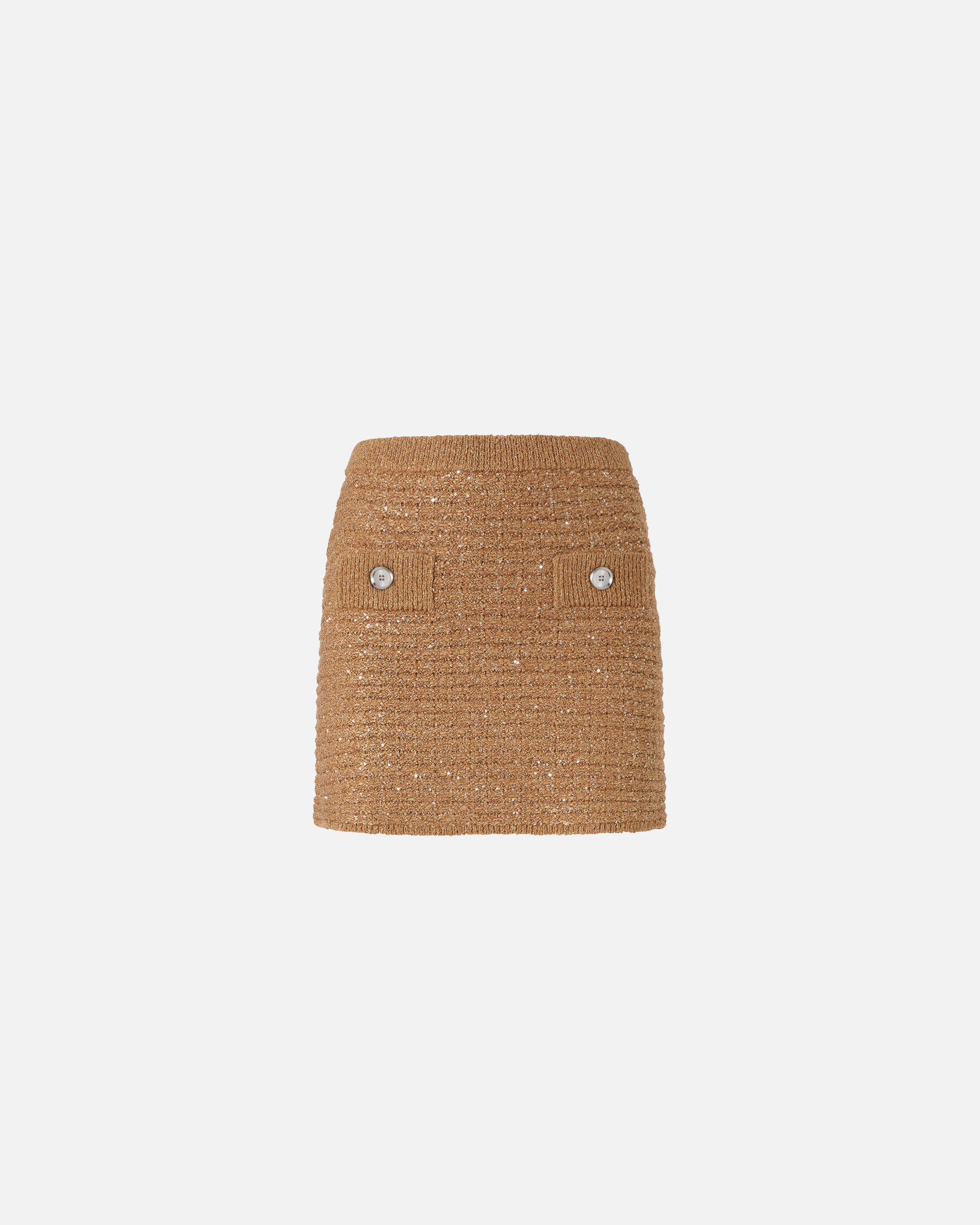 Pinko Sequined Mat Miniskirt In Beige - Chanterelle